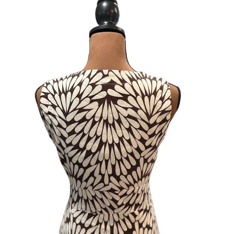 Tory Burch Tory Burch Brown & White Sleeveless Linen Mini Dress Size S / US 4 / IT 40 - 5 Thumbnail