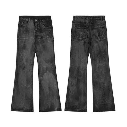Jean Gray grunge wax paint flared jeans Size US 34 / EU 50 - 3 Thumbnail