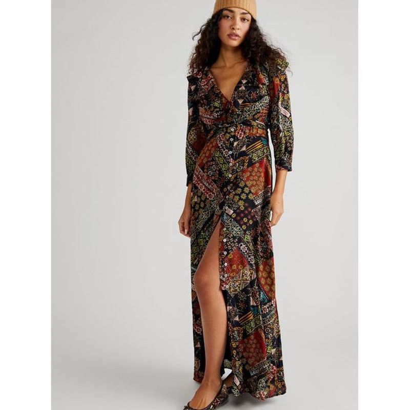 Free People New Free People Lennon Maxi Dress $168 X-SMALL Black Combo Size XS / US 0-2 / IT 36-38 - 1 Thumbnail