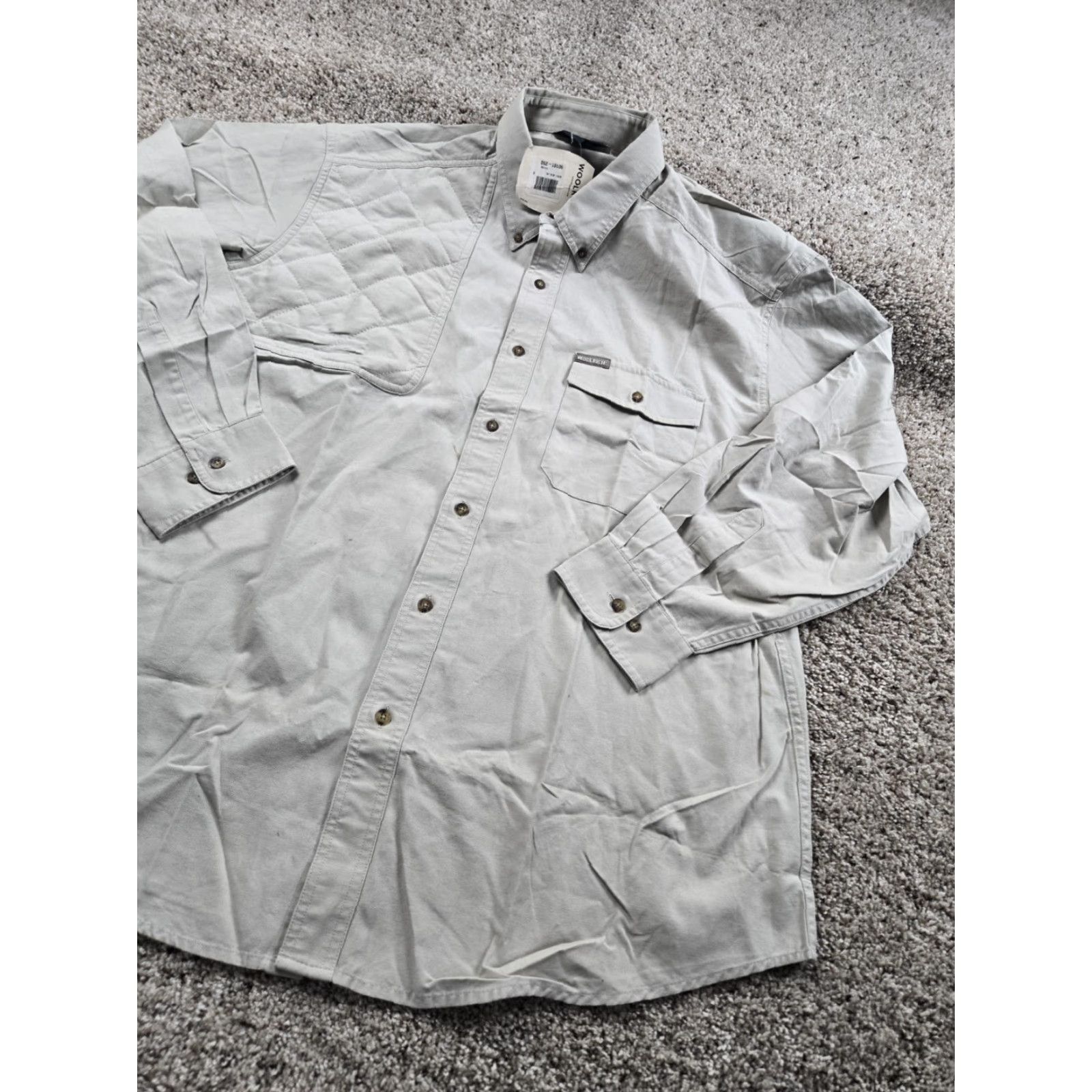 Vintage VINTAGE Woolrich Shirt XL Mens Beige Long Sleeve Button-Up Twill NWT Size US XL / EU 56 / 4 - 2 Thumbnail