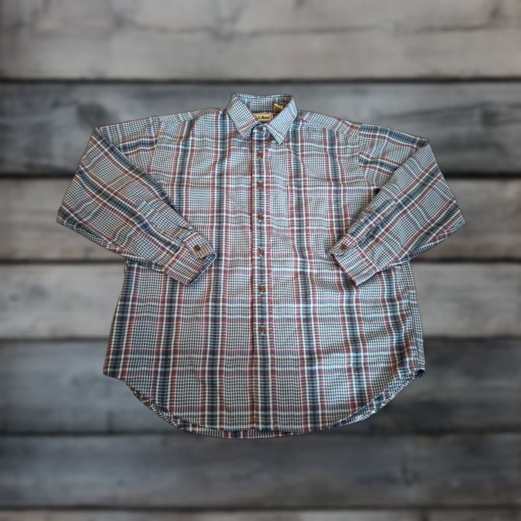 Vintage Vintage LL Bean Mens Long Sleeve Button Up Shirt Checkered Plaid Size US L / EU 52-54 / 3 - 1 Thumbnail