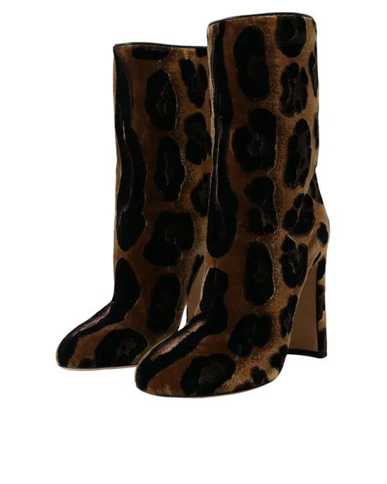 o1y0825 Leopard-Print Ankle Boots in Brown/Black