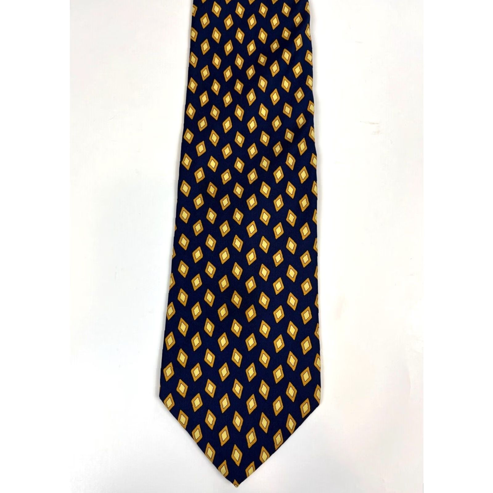 Brooks Brothers Brooks Brothers Makers Men's Luxury Silk Tie Geometric Navy Yellow 57.25" 3.75" Made in USA Colored Geometric Pattern Tie Mens Silk Old Navy? Size ONE SIZE - 3 Thumbnail