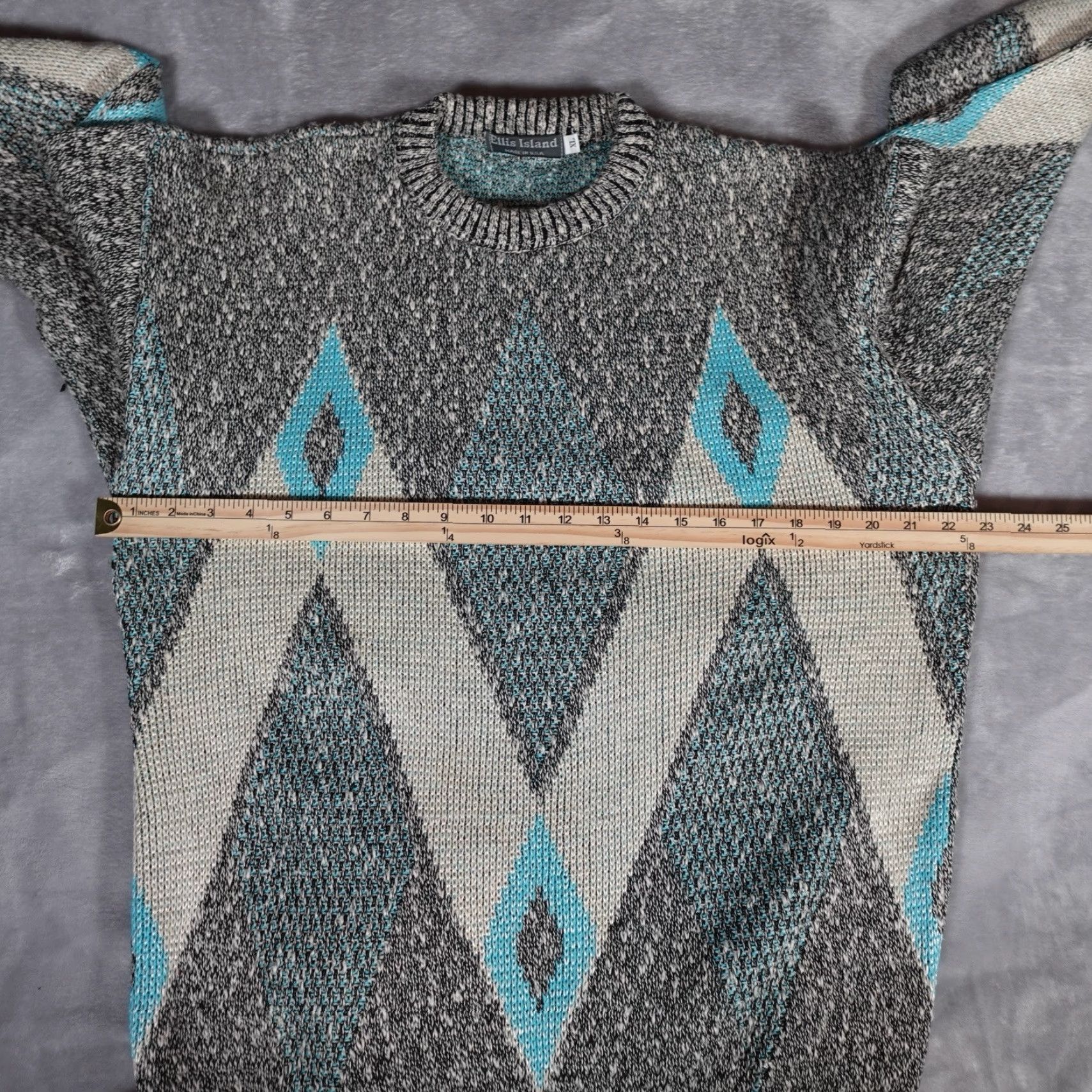 Vintage VINTAGE Ellis Island 90s Geometric Knit Sweater Mens XL Casual Heavyweight Pullover Made in USA Size US XL / EU 56 / 4 - 5 Thumbnail
