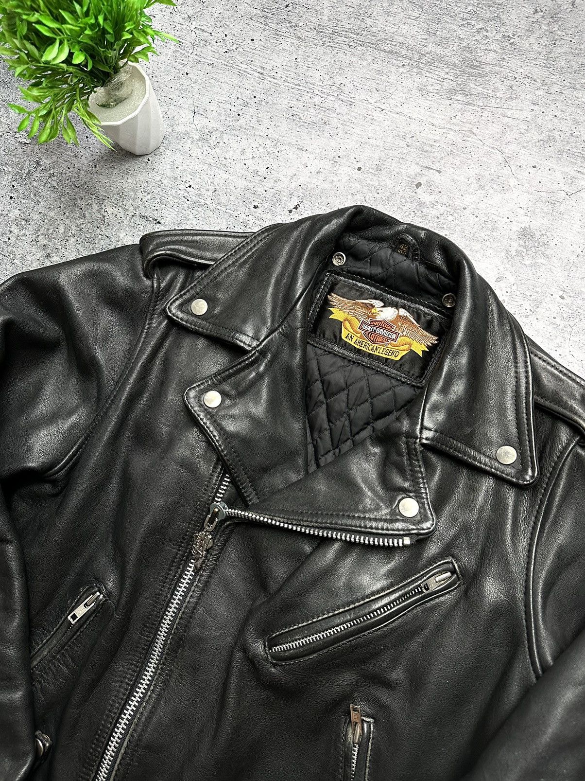 Harley Davidson RARE🔥 Harley Davidson Motorcycle Leather Biker Moto Jacket! Size US S / EU 44-46 / 1 - 3 Thumbnail