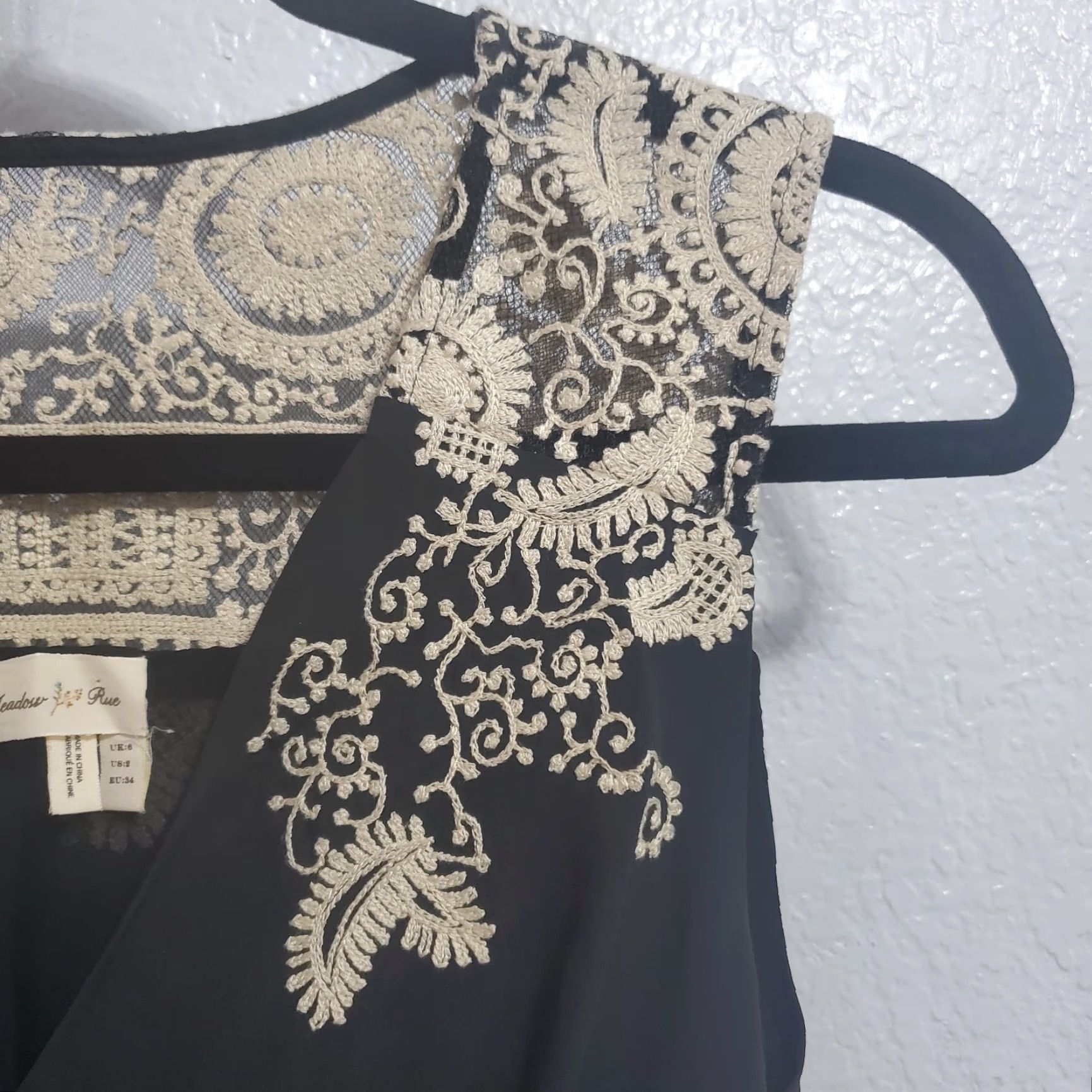 anita dongre black dress Bell Sleeve Metallic Lace Sheath Dress In Black Gold