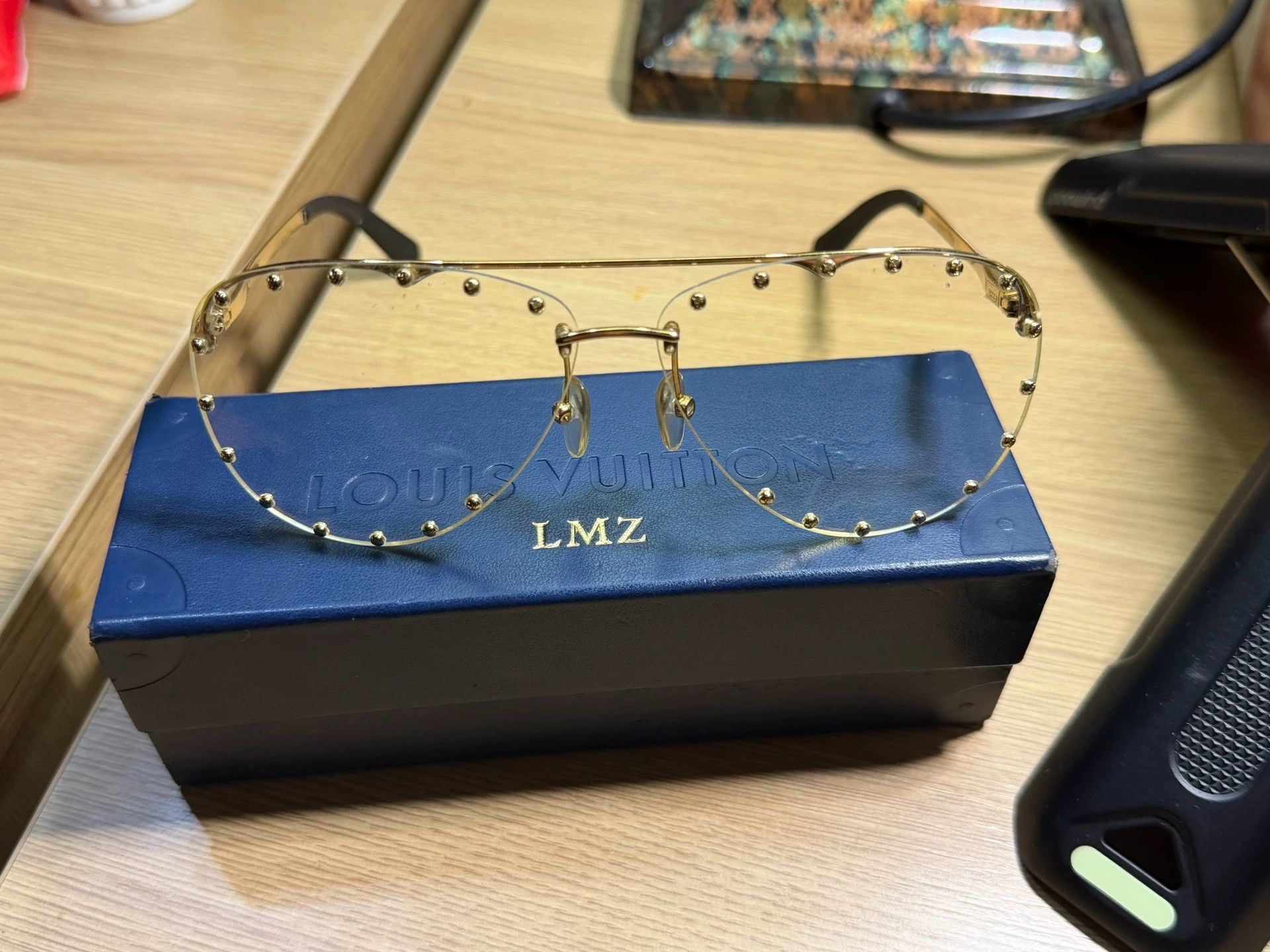 Louis Vuitton LV Runway Riveted Transparent Blue Light Blocking Sunglasses Size ONE SIZE - 1 Thumbnail