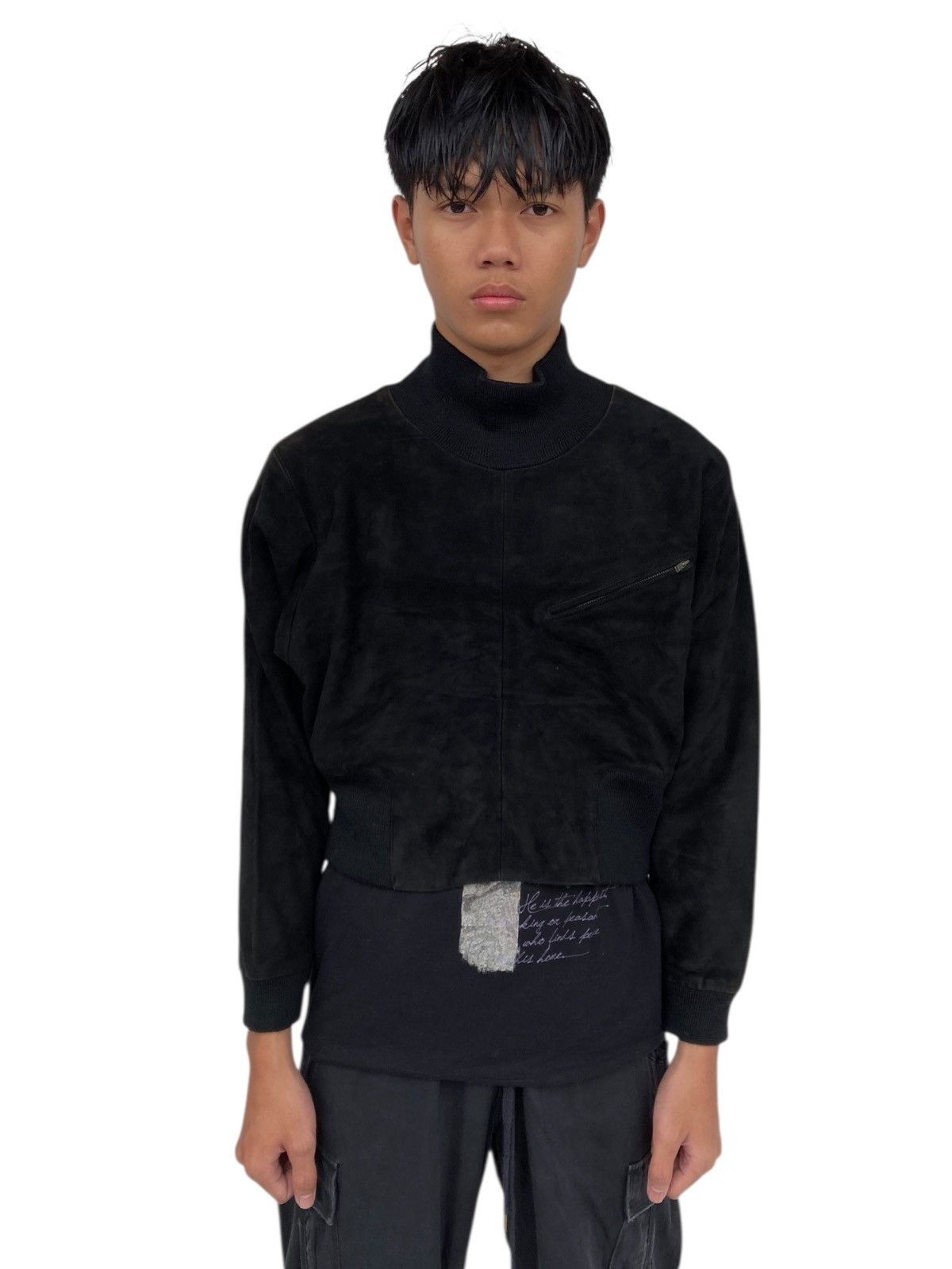 Issey Miyake “SAMPLE” 1980s Tete Homme - Suede Leather Top Size US S / EU 44-46 / 1 - 1 Thumbnail