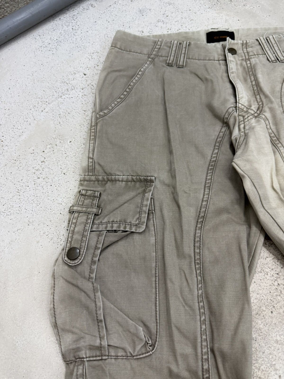 Issey Miyake × Tete Homme Tete Homme Japan Two Tones Faded Bondage Cargo Flared Pants Size US 30 / EU 46 - 8 Thumbnail