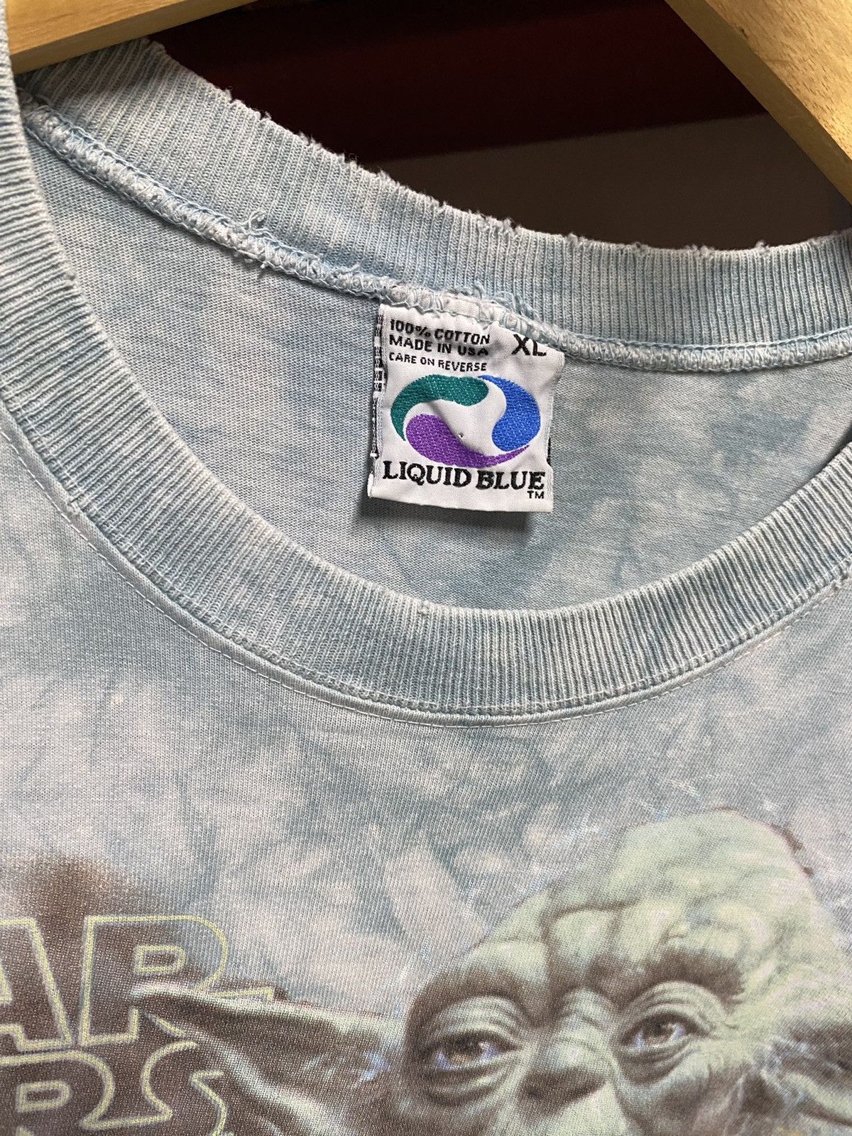 Vintage 90’s Vintage Yoda Star Wars Liquid Blue Tee Shirt 2XL Size US XL / EU 56 / 4 - 2 Thumbnail
