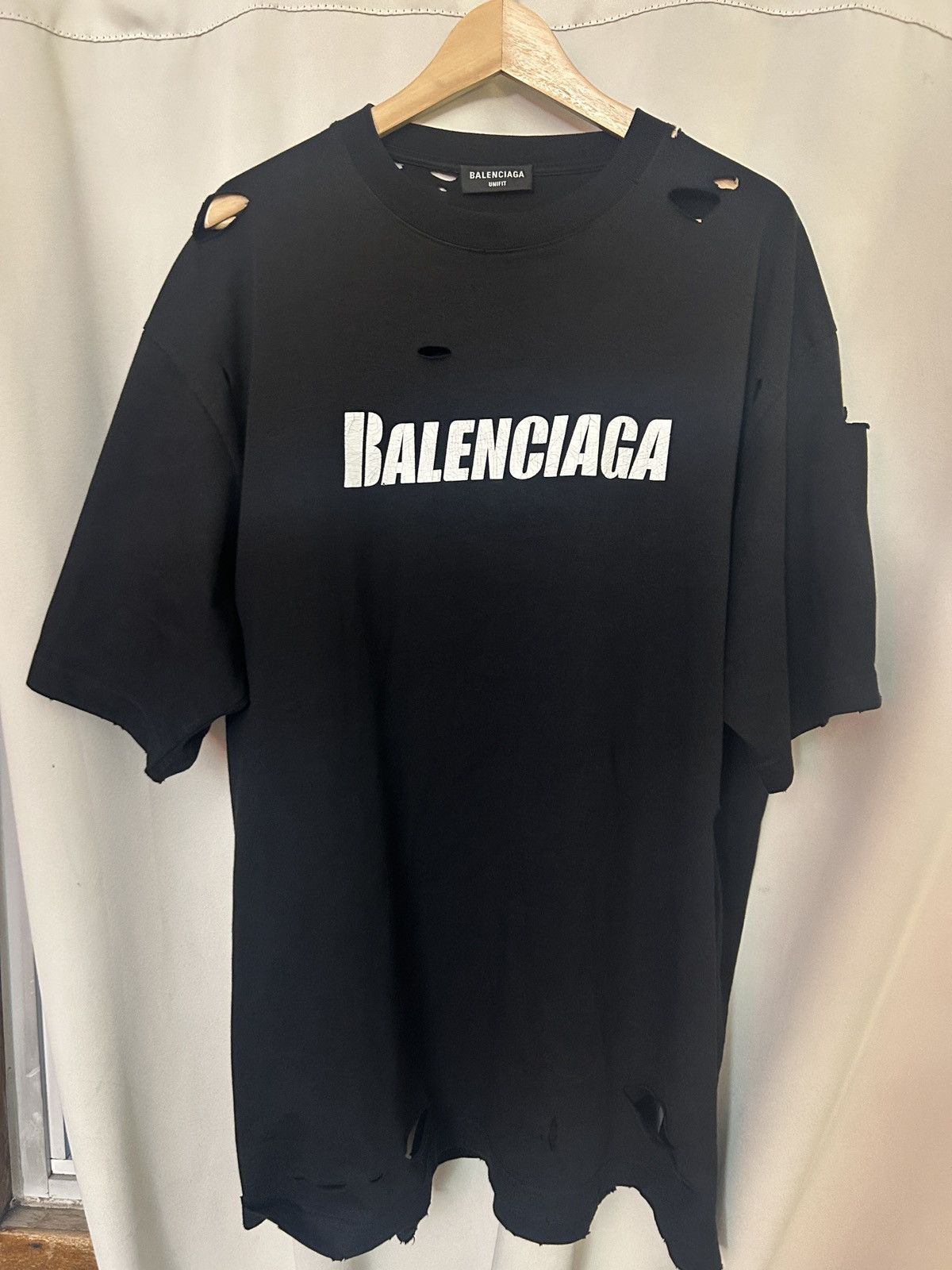 BALENCIAGA｜SHORT-SLEEVED ROUND NECK T-SHIRTS (612965 TL Balenciaga Band Portrait Printing Logo Retro Loose Short
