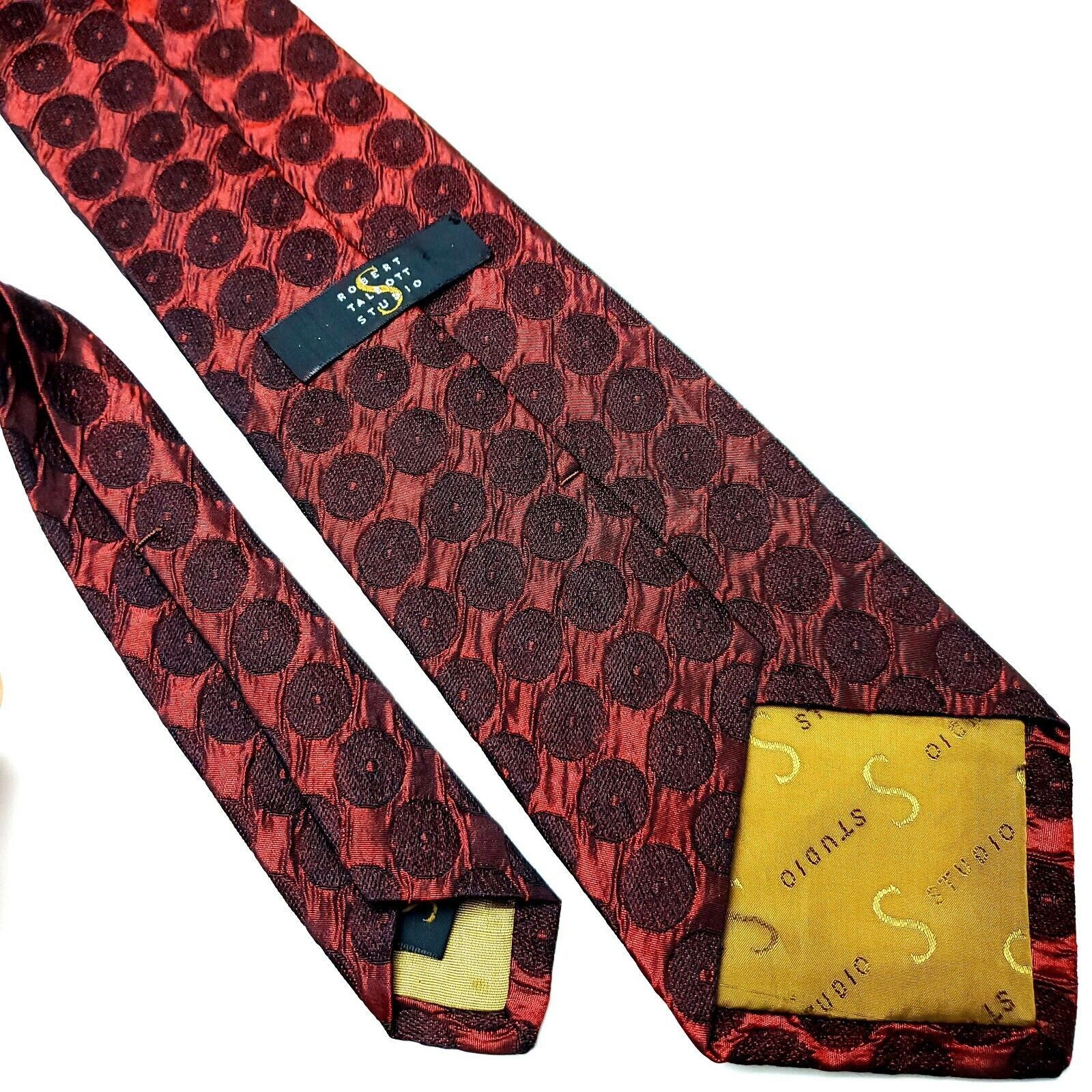 Robert Talbott Robert Talbott Studio Silk Tie Woven Red Geometric Short Wid Size ONE SIZE - 5 Thumbnail