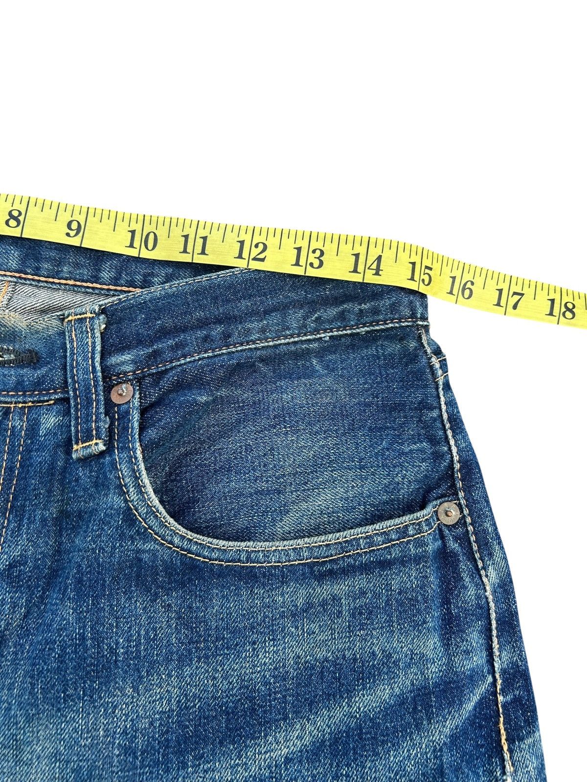 Kapital Vintage Japanese Brand Beams Selvedge Distressed Denim Jeans Size US 30 / EU 46 - 18 Thumbnail