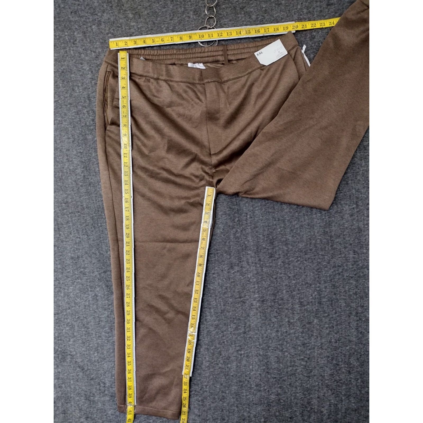 Vintage Stylus Ladarius Campbell Heather Warm Sand Flat Front Pants Men 2XL Relaxed Slim Stretch Flat Front Elastic Back Waist Casual Travel Size US 39 - 4 Thumbnail