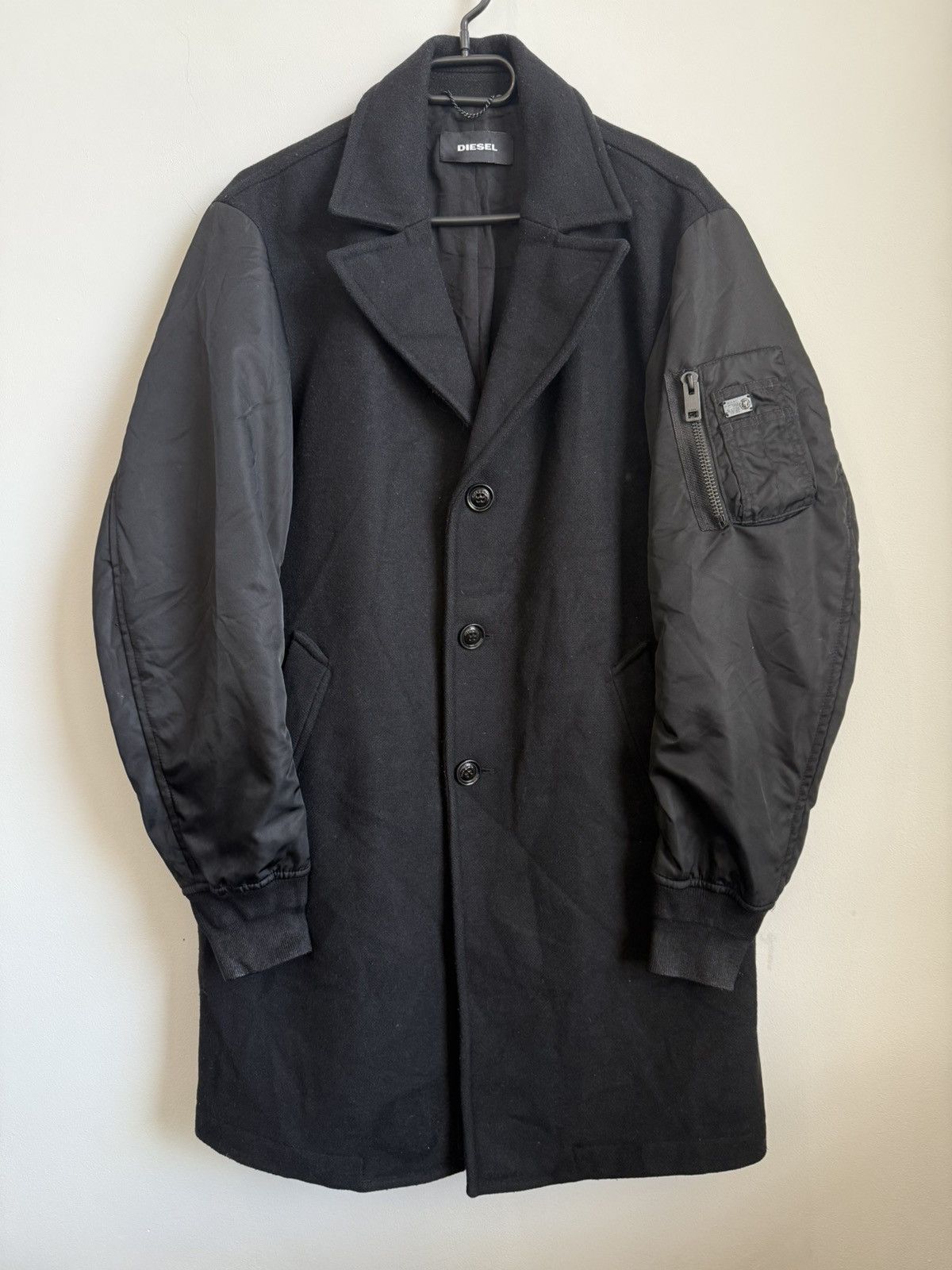 Diesel Diesel Hybrid Wool Coat / Bomber Sleeve Jacket Size US M / EU 48-50 / 2 - 1 Thumbnail