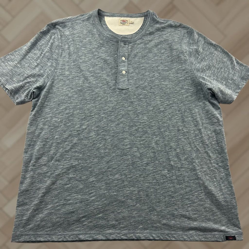 Faherty Faherty Short Sleeve Button-Up Henley Shirt Men's XXL Blue Size US XXL / EU 58 / 5 - 1 Thumbnail