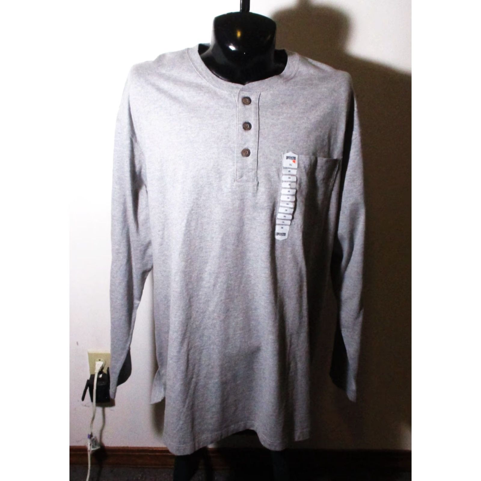Vintage DULUTH Trading Gray Long Sleeve Longtail T Henley Shirt Men's 2XL NWT Size US XXL / EU 58 / 5 - 2 Thumbnail