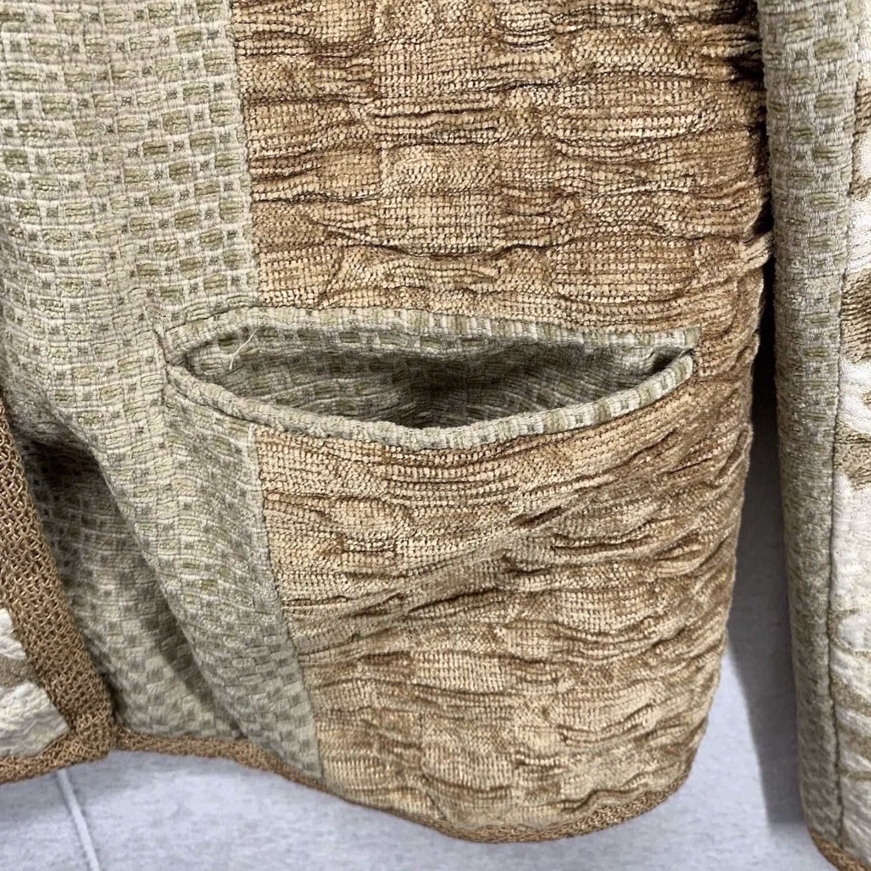 Vintage VINTAGE Max & Mabel Women's Beige Patchwork Rayon Jacket Size 1 Lined 80s 90s Size XS / US 0-2 / IT 36-38 - 7 Thumbnail