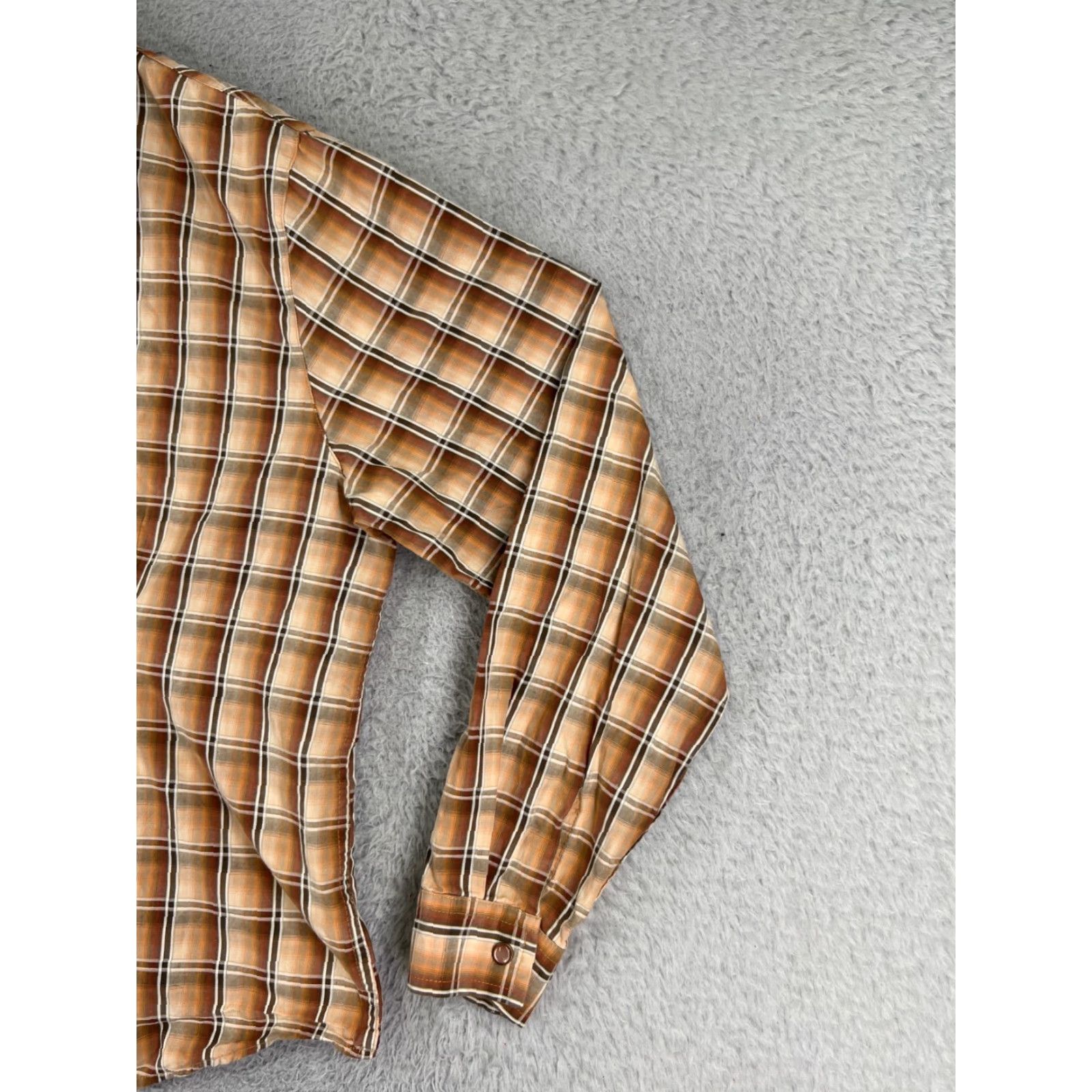Vintage Panhandle Slim Shirt Womens Large Beige Plaid Pearl Snap 100% Cotton Western Size L / US 10 / IT 46 - 4 Thumbnail
