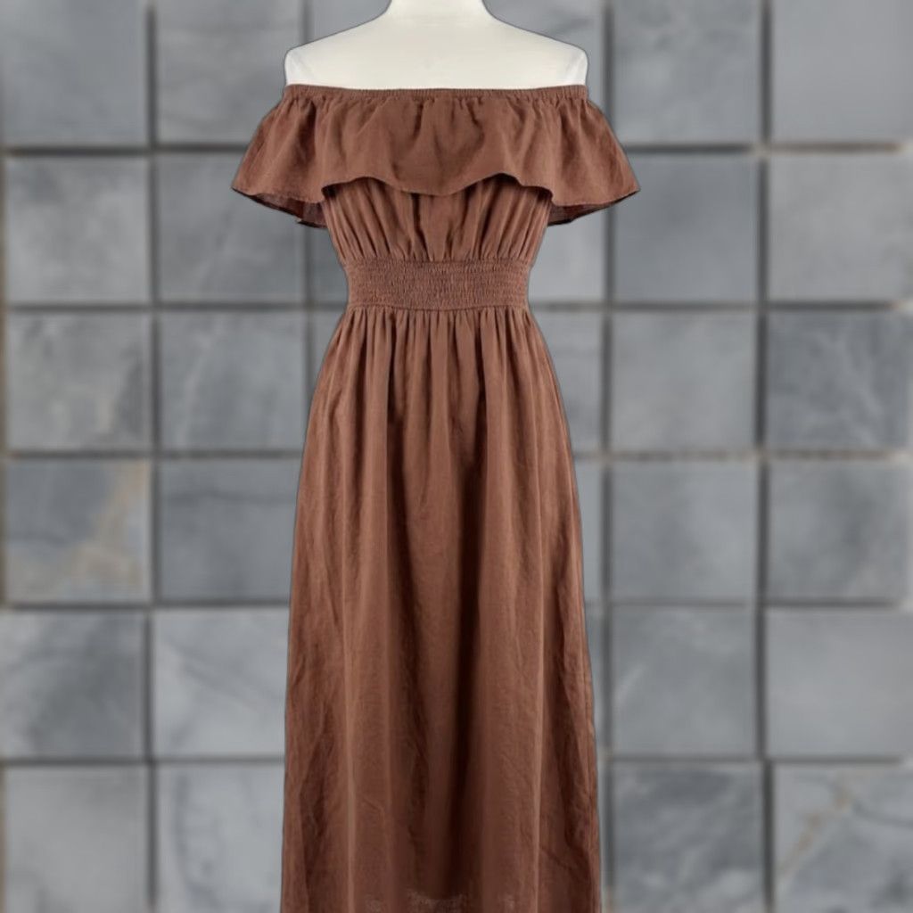 prom dress brown Spaghetti Straps Brown Satin Long Evening Prom Dresses, A-line Prom Dress,  MR9343 main image 1