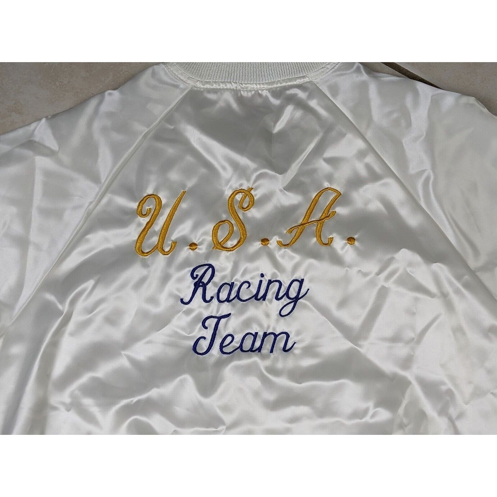 Other Vtg USA Racing Team Satin Bomber Snap Button Jacket Size US L / EU 52-54 / 3 - 10 Thumbnail