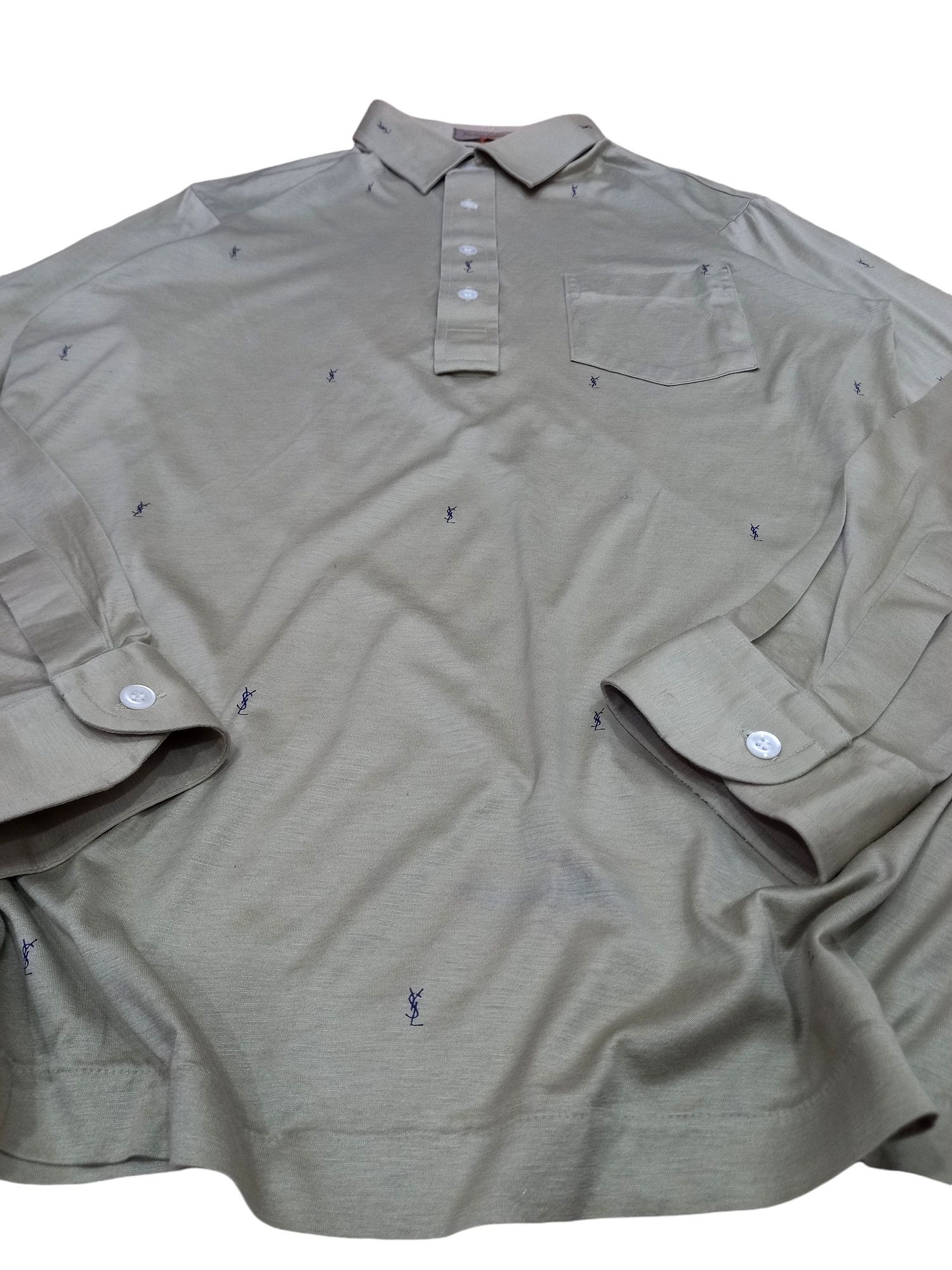 Yves Saint Laurent Rare! Vintage Yves Saint Laurent Monogram LS Polo Size US L / EU 52-54 / 3 - 4 Thumbnail