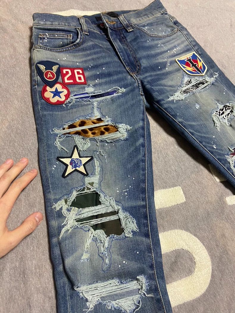 Amiri Amiri Medal Patchwork Denim Jeans Size US 29 - 2 Thumbnail