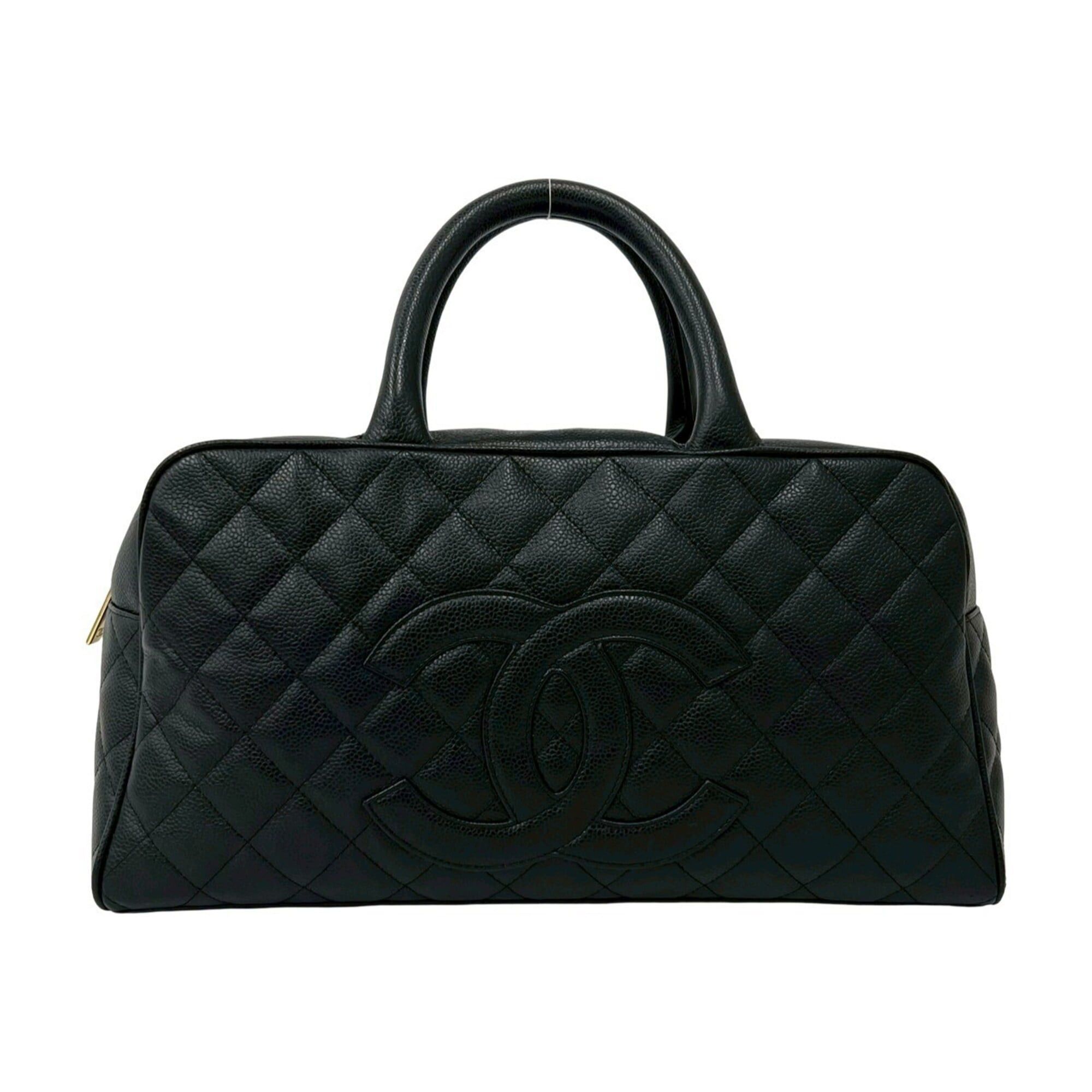 Chanel CHANEL Vintage Matelassé Coco Mark Caviar Skin Leather Handbag Black 205-4 Size ONE SIZE - 1 Thumbnail