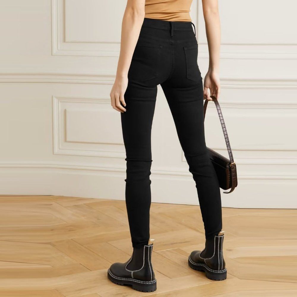 Frame FRAME Le Skinny de Jeanne Mid-Rise Black Jeans Size 27 Size 27" / US 4 / IT 40 - 2 Thumbnail