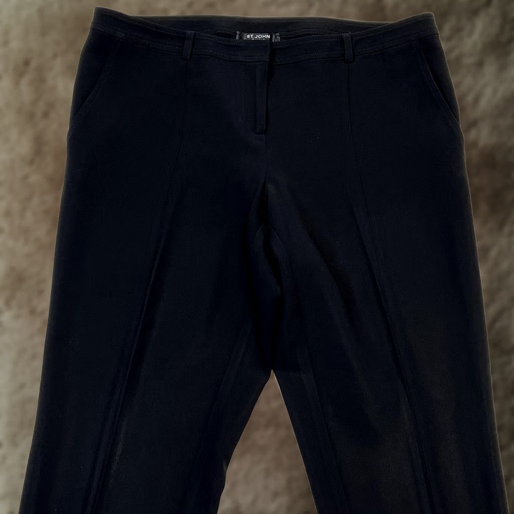 St. John St. John Caviar Pants Womens 6 Black Straight Leg Dress Work Career Size 30" / US 8 / IT 44 - 1 Thumbnail