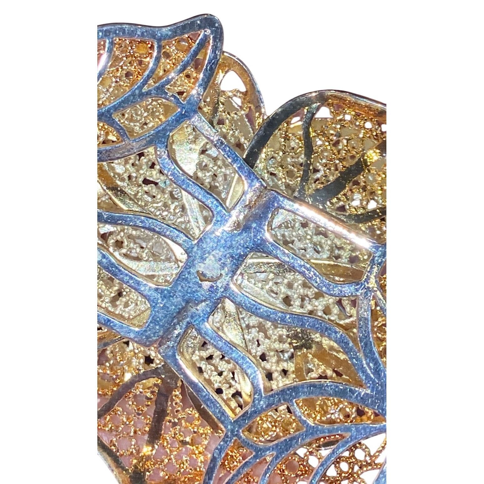 Other Filigree Rose Statement Cuff Bracelet With Intricate Leaf De Size ONE SIZE - 8 Thumbnail