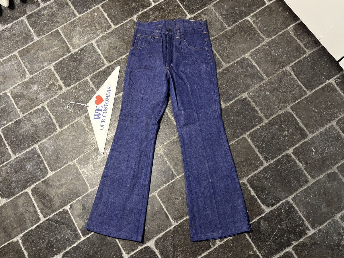 Vintage 1970s Flared Jeans Vintage Dark Wash Golden Horse Bell Botto Size 26" / US 2 / IT 38 - 17 Thumbnail