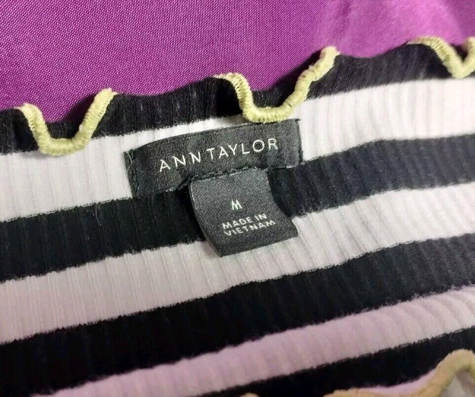 Ann Taylor Ann Taylor Black And White Striped Top Size M Size M / US 6-8 / IT 42-44 - 2 Thumbnail