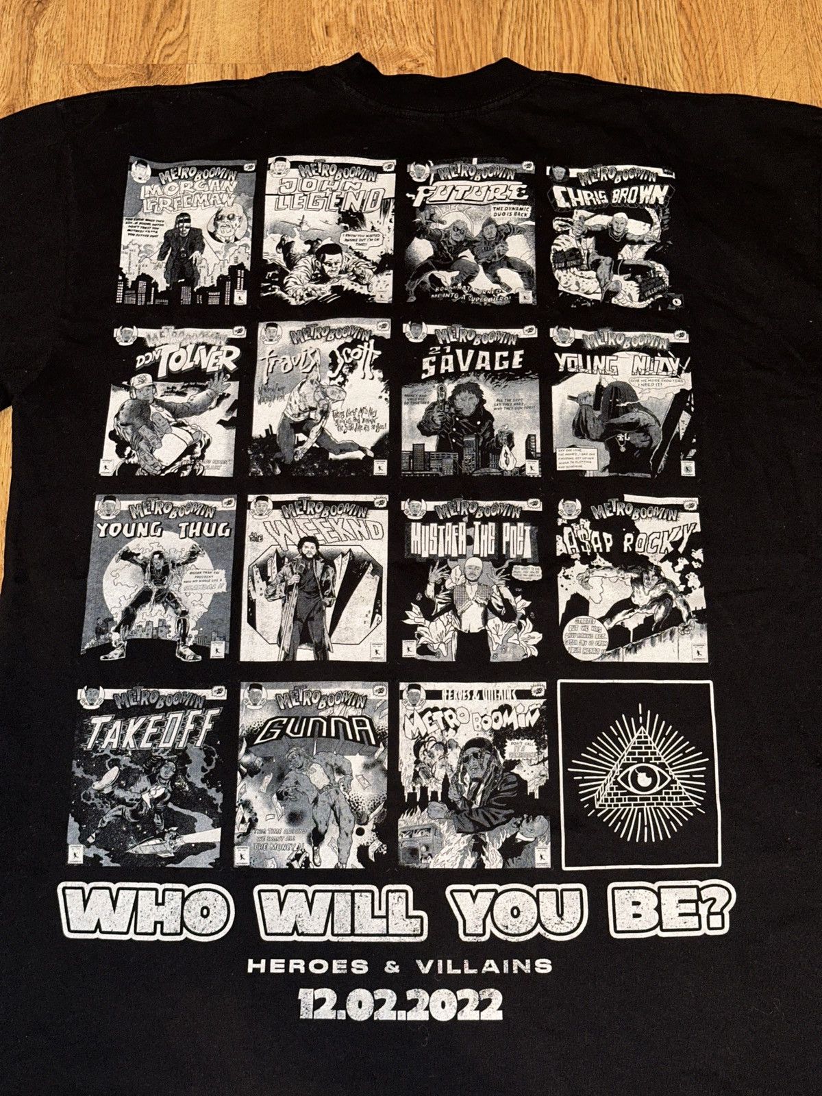 Metro Boomin × Rap Tees Metro Boomin All Star Cast Trap Rapper Comic Book Heroes Tee Size US XL / EU 56 / 4 - 5 Thumbnail