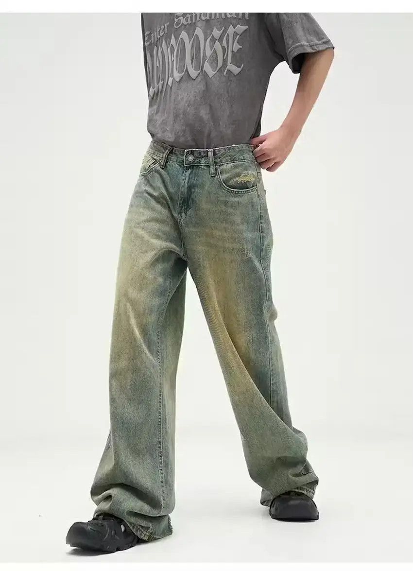 Designer × Japanese Brand Washed blue y2k dirty flared faded baggy jeans Size US 34 / EU 50 - 5 Thumbnail