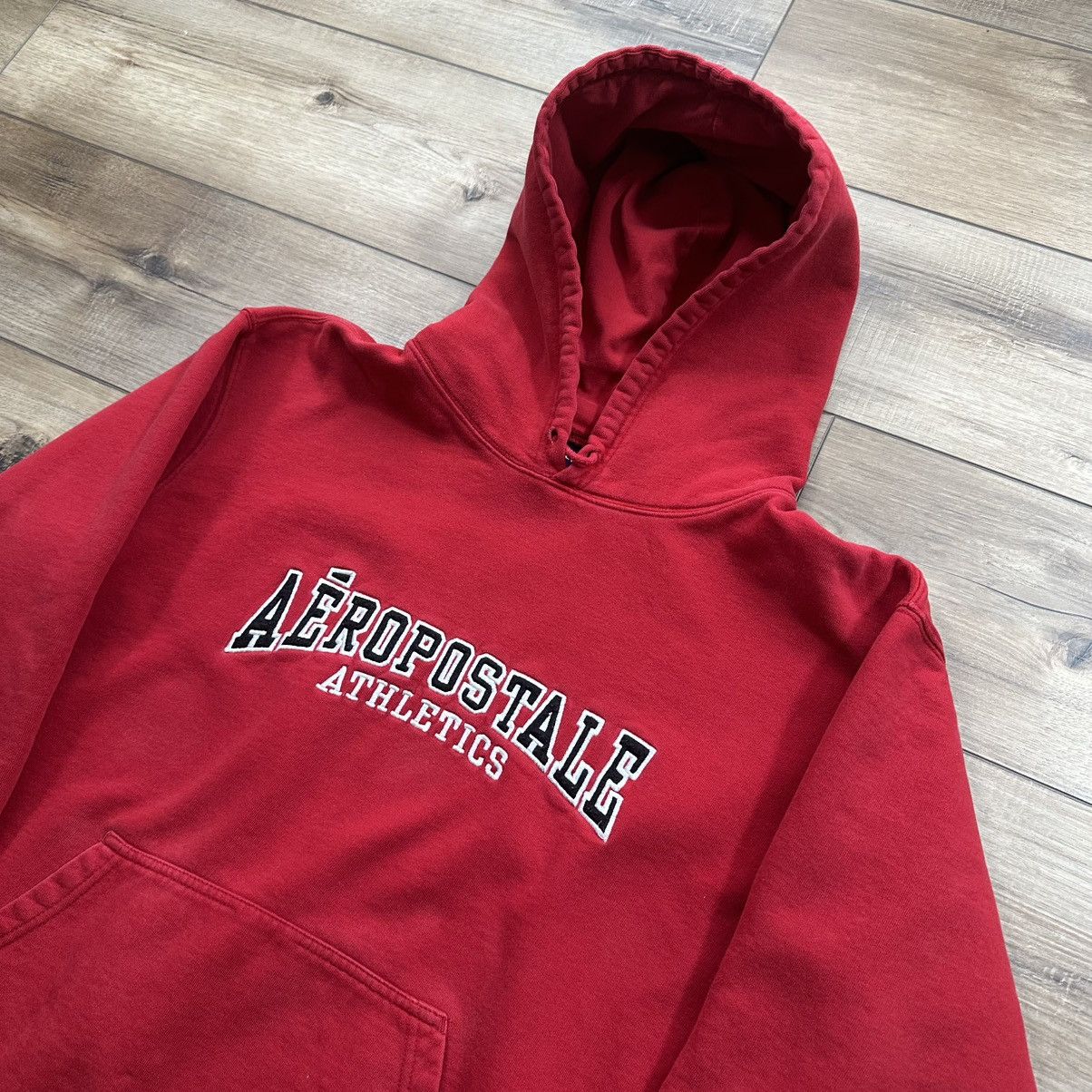 Aeropostale Vintage 90s Aeropostale Athletics Red Spell Out Boxy Hoodie Size US XL / EU 56 / 4 - 4 Thumbnail