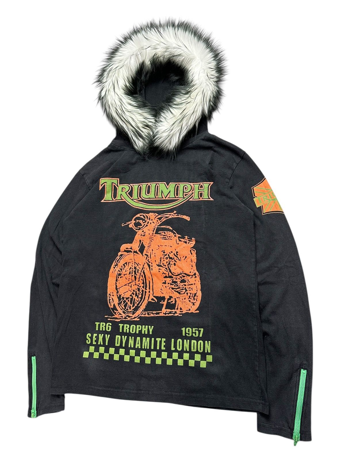 Hysteric Glamour TRIUMPH RYDER 1957 FUR LIGHT HOODIE IFSIXWASNINE LGB STYLE Size US M / EU 48-50 / 2 - 5 Thumbnail
