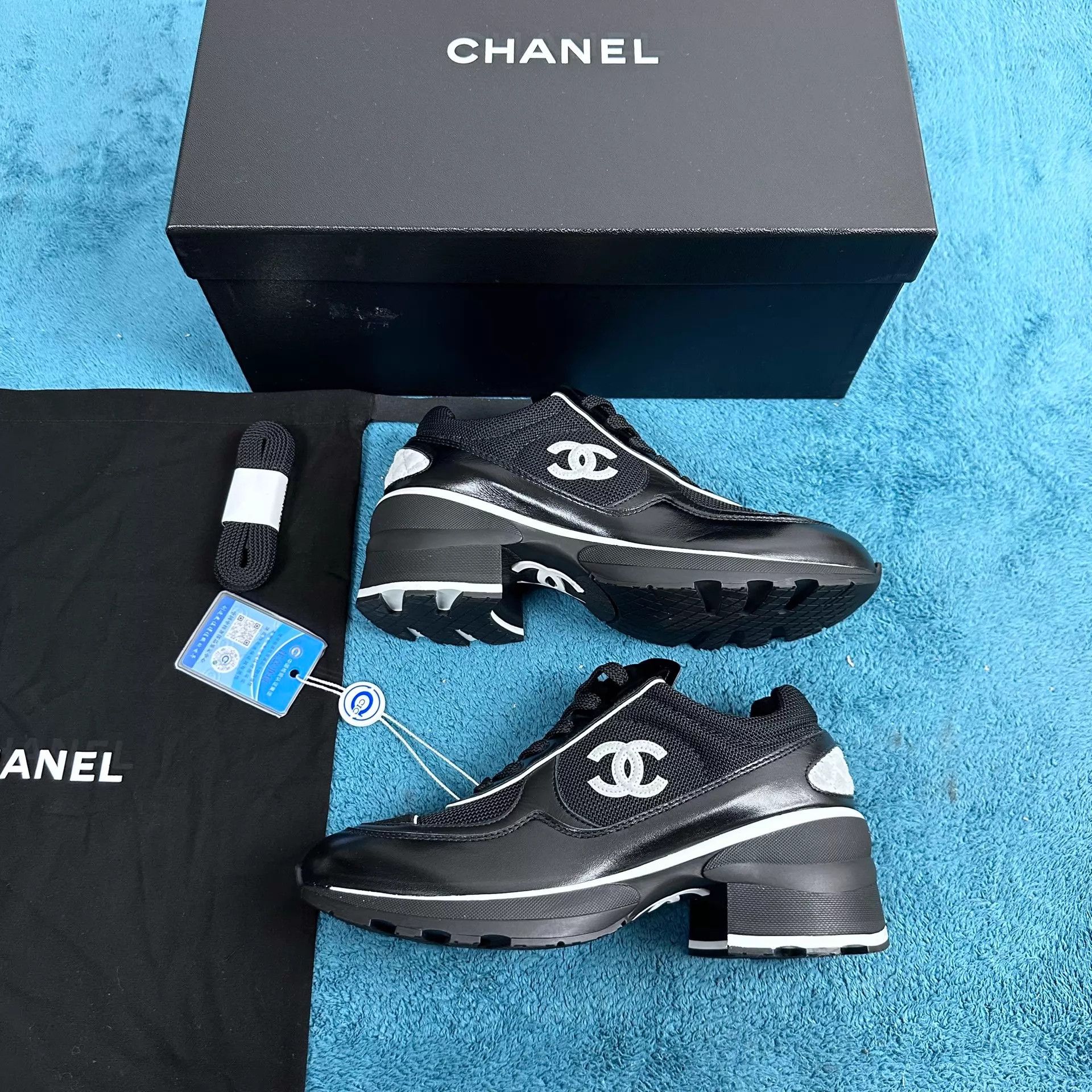 Chanel Chanel 25K Low-Top Heeled Suede Calfskin Sneaker Black 37 Size US 6.5 / IT 36.5 - 2 Thumbnail