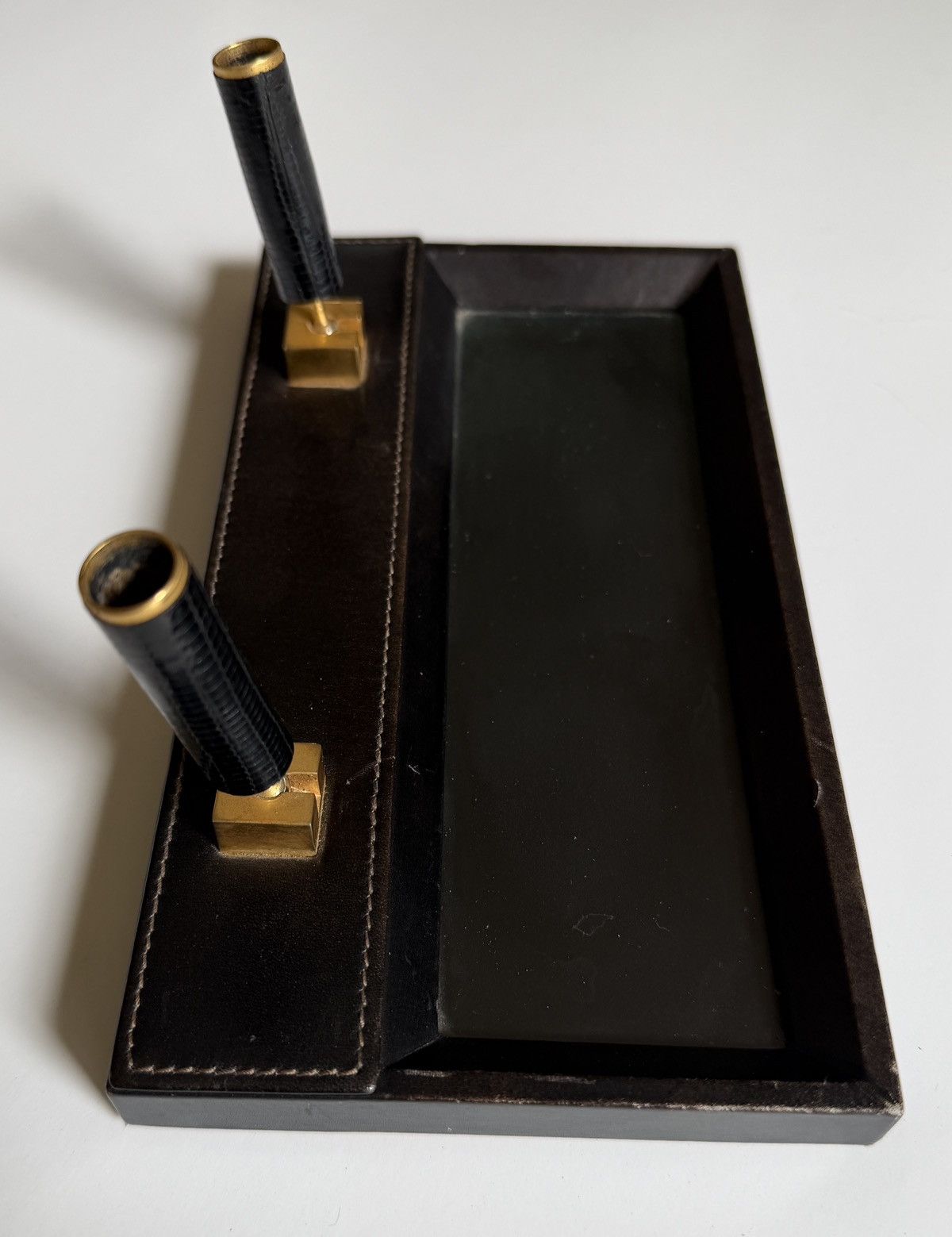 Gucci Vintage Gucci Dual Pen Holder Desk Set | Leather & Lizard Size ONE SIZE - 1 Thumbnail