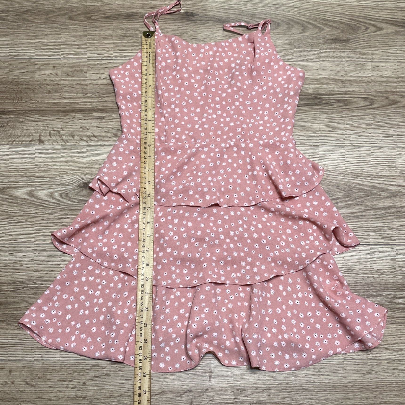Forever 21 FOREVER 21 Womens Sundress Pink White Floral Layered Square Neck Small Size S / US 4 / IT 40 - 3 Thumbnail