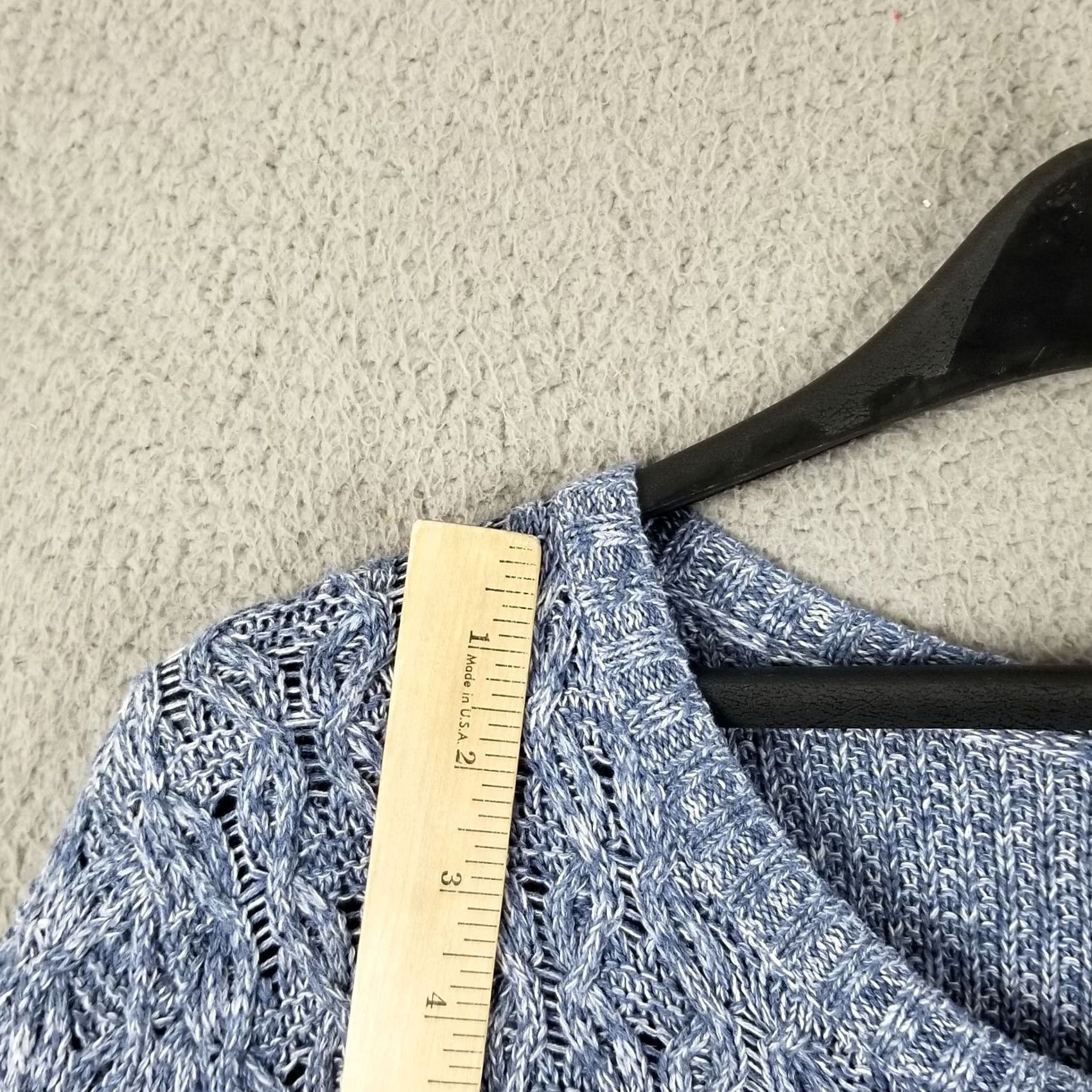Vintage Jeanne Pierre Sweater Women's XL Blue Heathered Cable-Knit Scoop Neck Size XL / US 12-14 / IT 48-50 - 3 Thumbnail