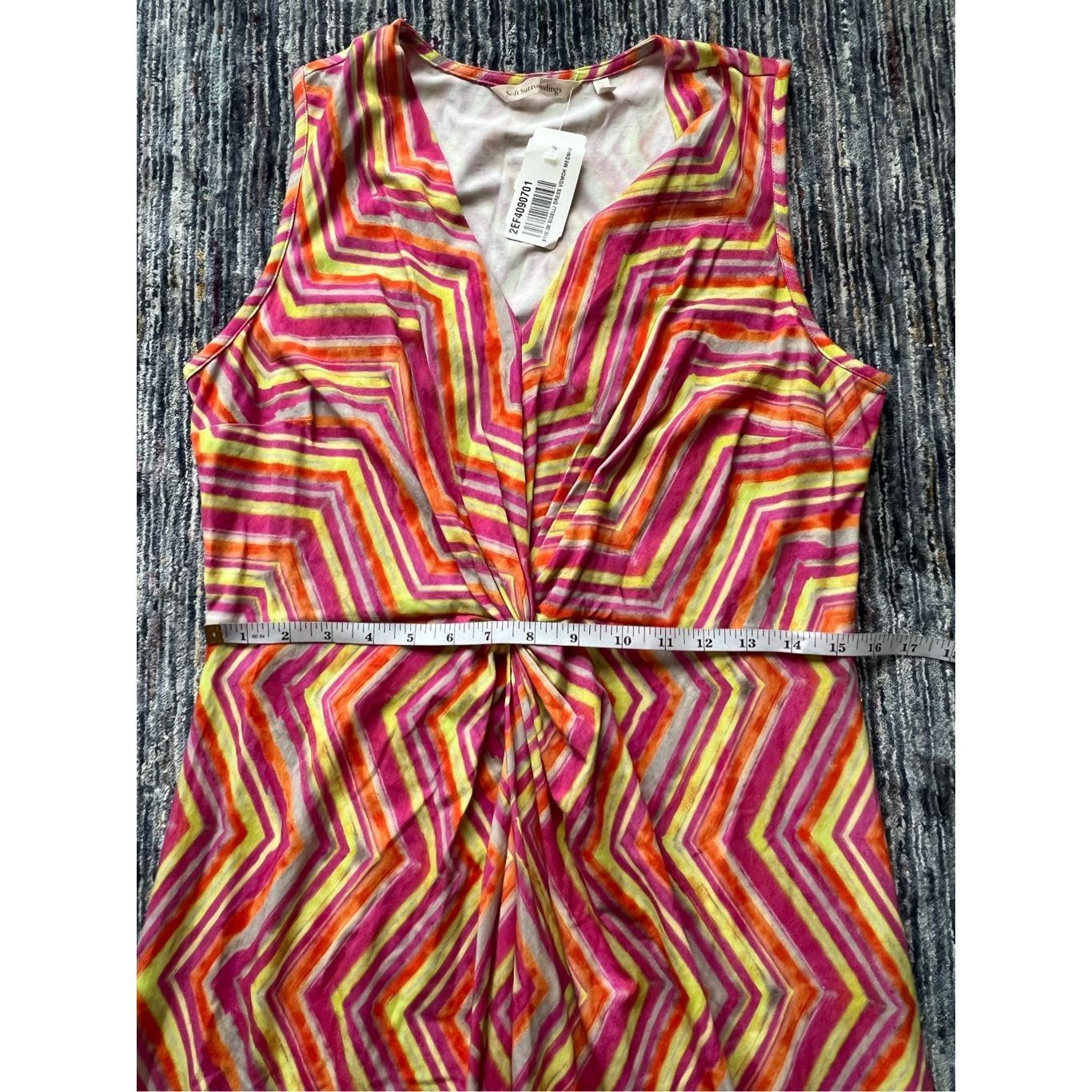 Soft Surroundings NWT Giselli Dress Sleeveless V-Neck Chevron Zigzag Size M