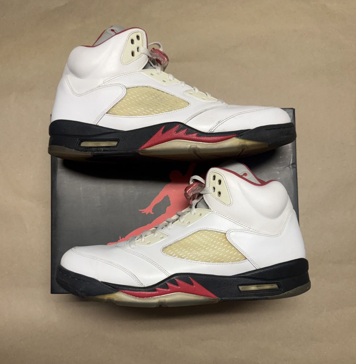 Jordan Brand Nike Air Jordan 5 V Retro White Fire Red Mens sz 14 Rare! Size US 14 / EU 47 - 1 Thumbnail