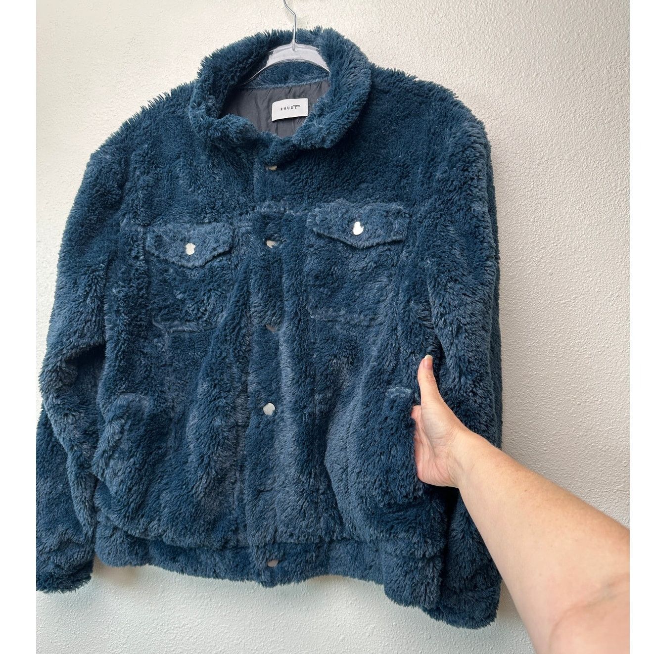 NWT Rhude Jacket Navy Blue Mens US L Sherpa