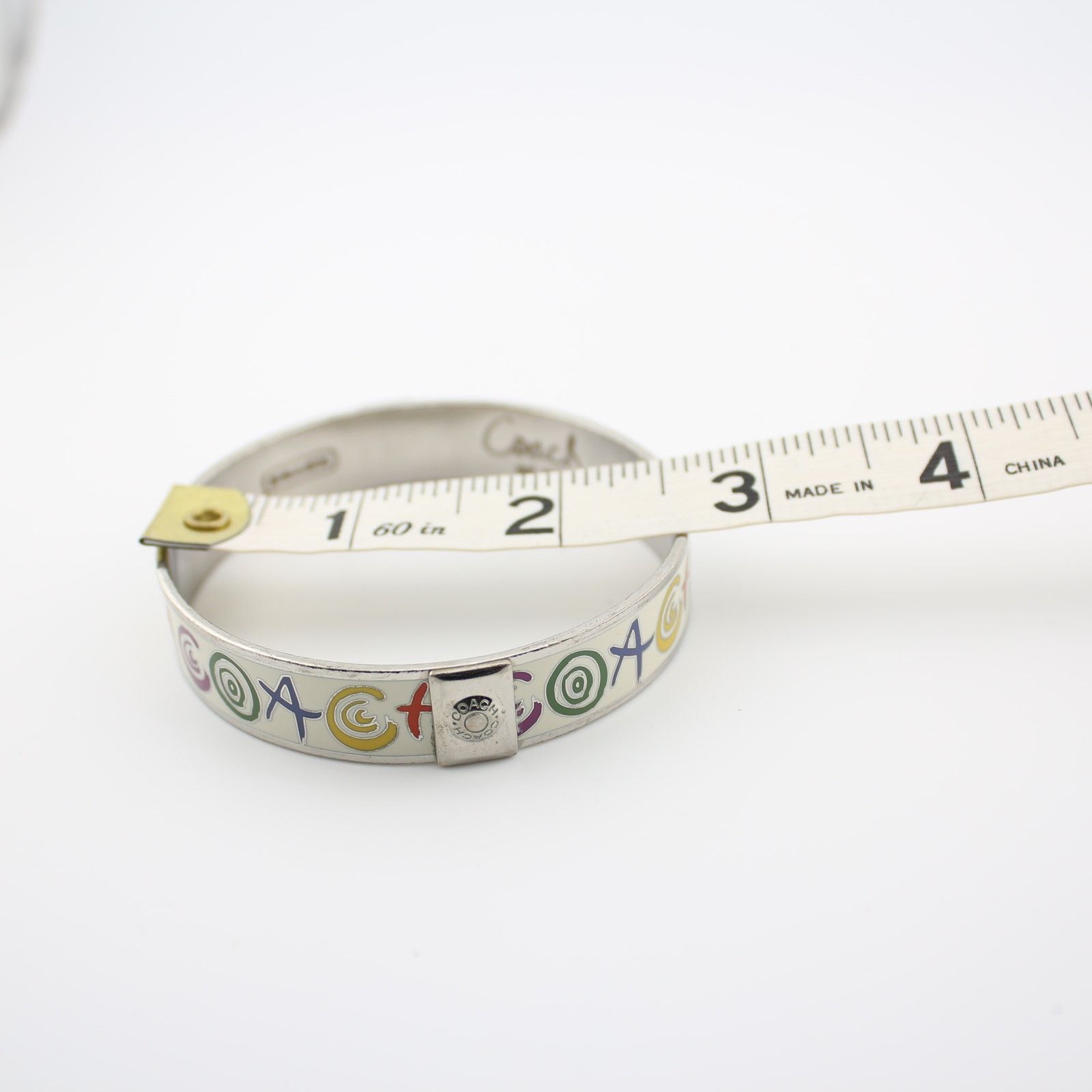 Coach Coach Multicolor Signature Enamel Bangle Bracelet SilverTone Size ONE SIZE - 7 Thumbnail