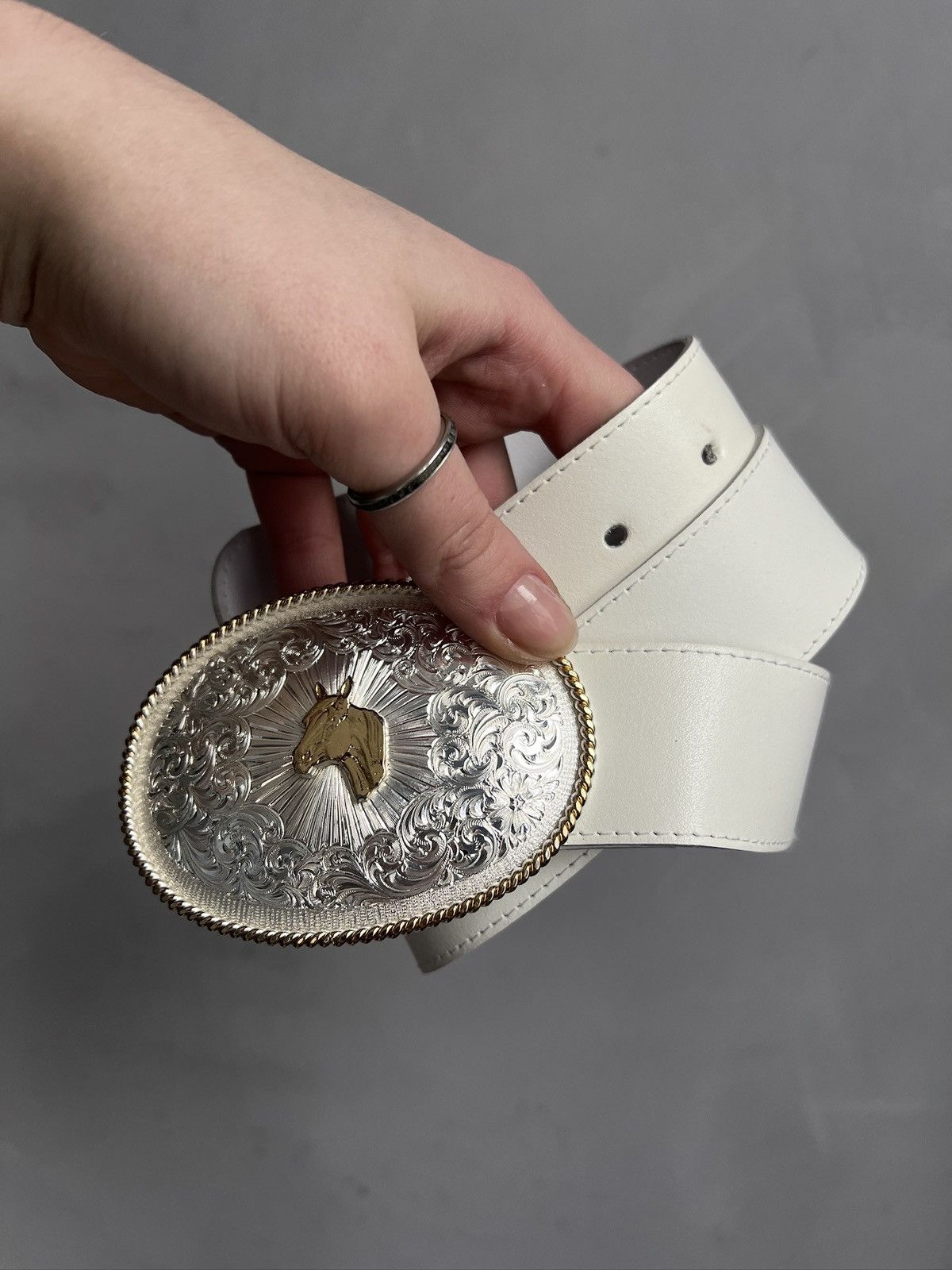 KMRii Rare kmrii style white leather belt western style y2k Size ONE SIZE - 3 Thumbnail