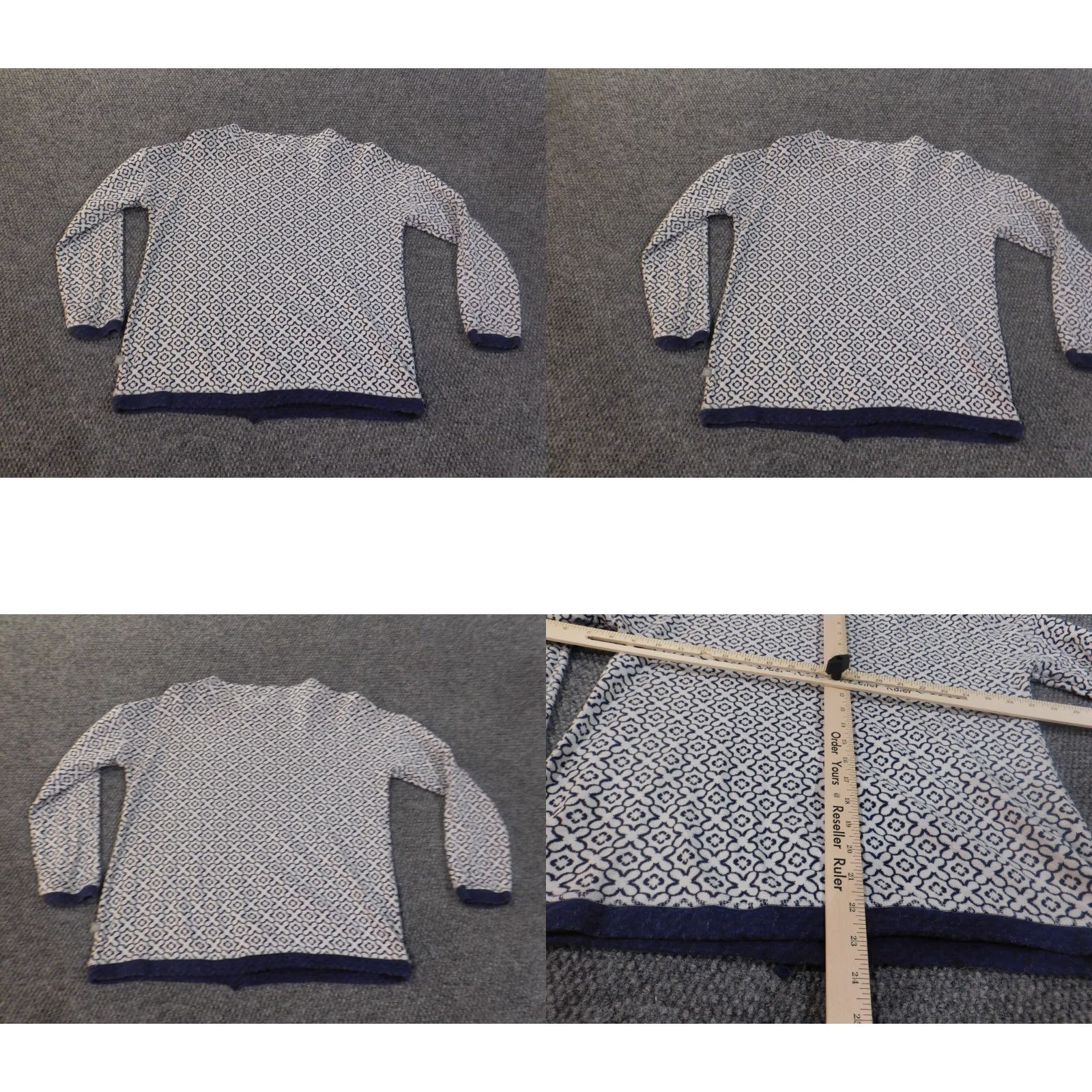 Talbots Talbots Sweater Pullover Geometric Medium Petite Blue Womens Knit Cotton Crew Neck Long Sleeve Casual Modern Size M / US 6-8 / IT 42-44 - 8 Thumbnail