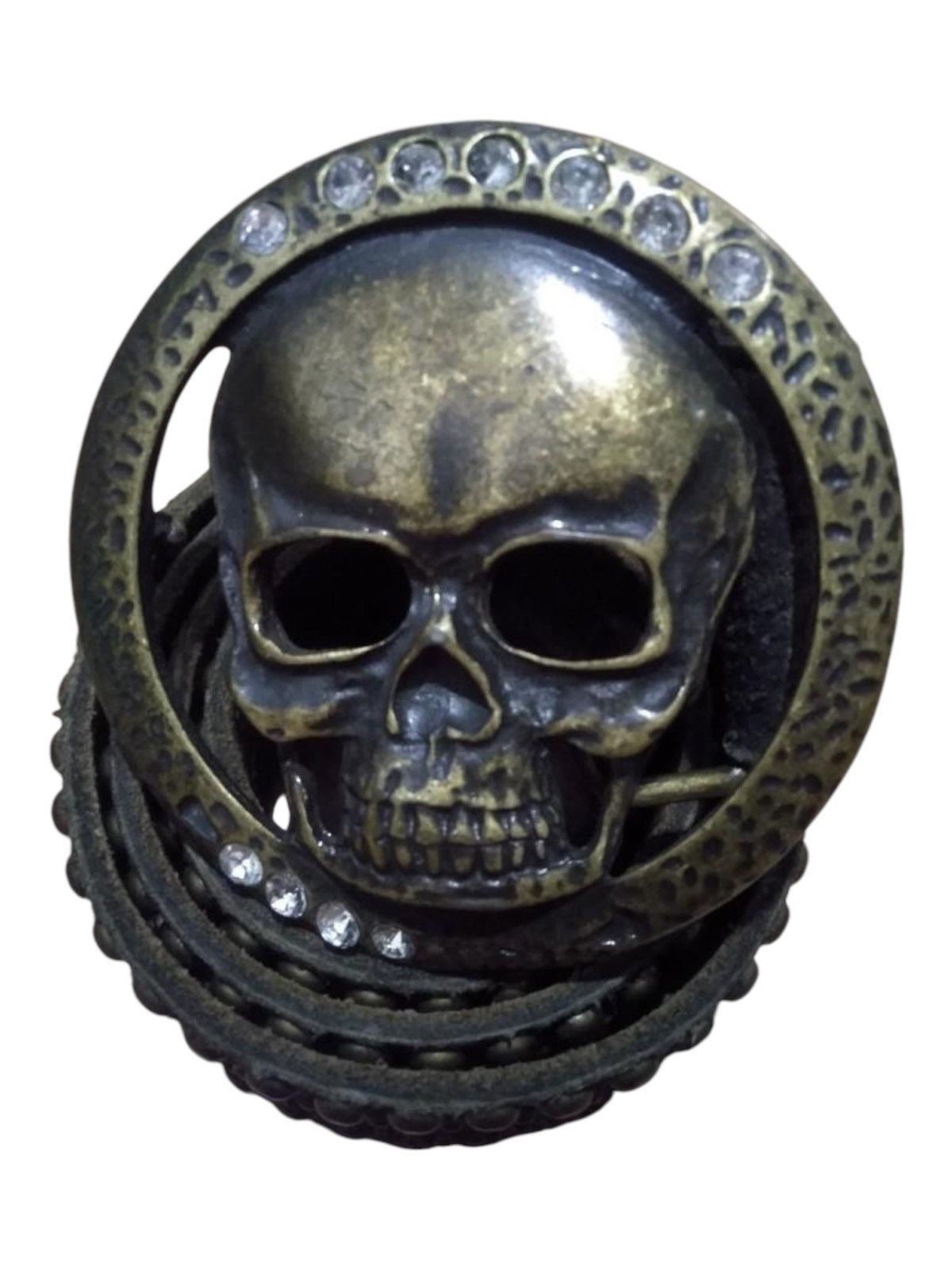 20471120 × Genuine Leather Skulls Crafted with Swarovski Buckle Studded Leather Belt Size ONE SIZE - 1 Thumbnail