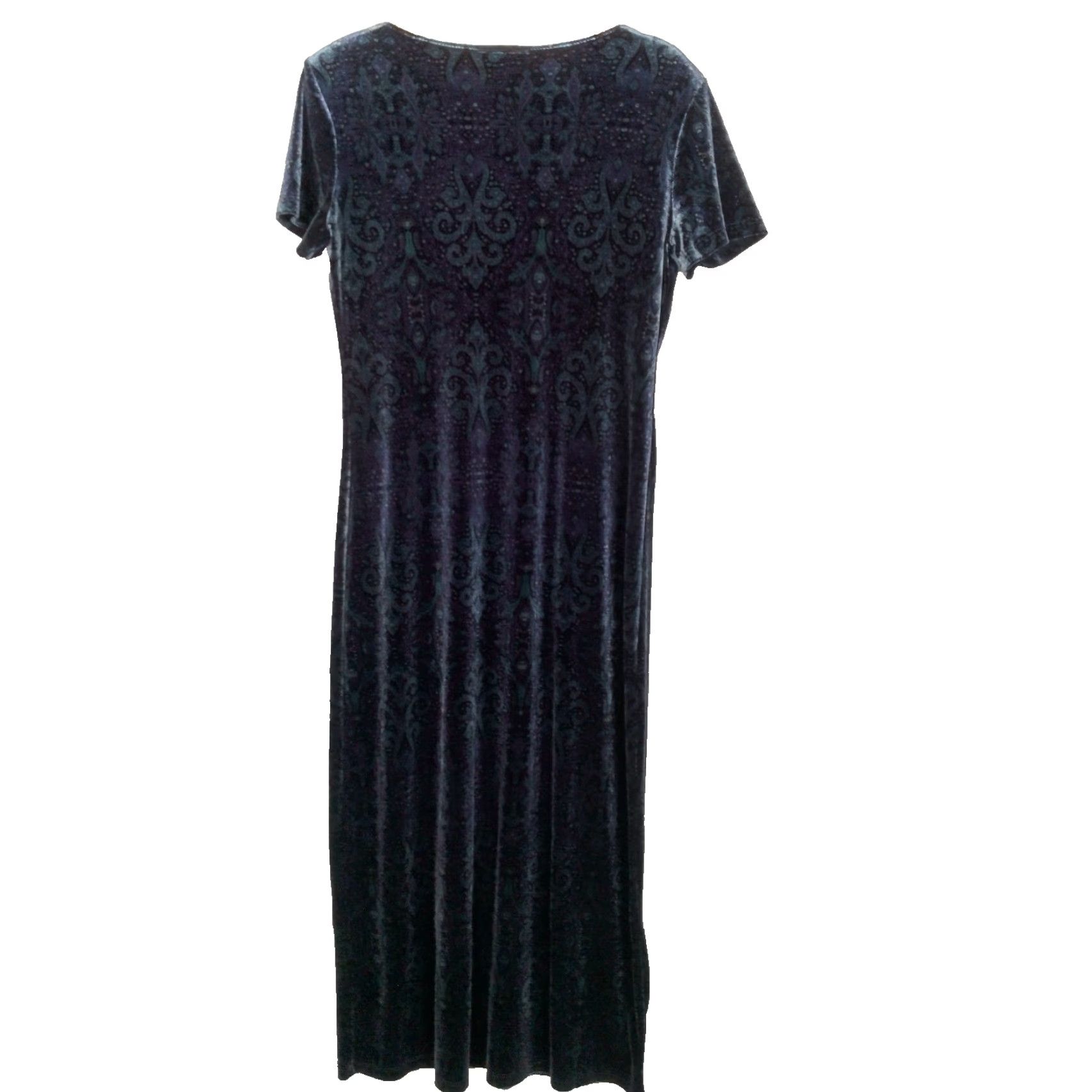 Vintage VINTAGE AGB Dress Maxi Women's 10 Blue Paisley Velour Fairy 1990s Y2K Whimsical Size L / US 10 / IT 46 - 2 Thumbnail
