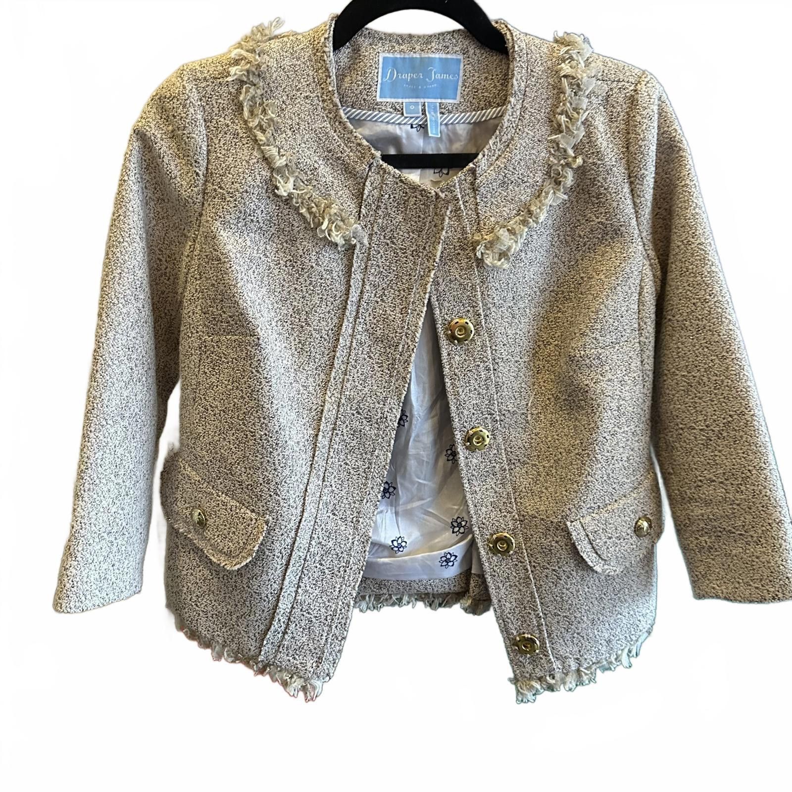 Designer Draper James Chic Textured Jacket Size XS / US 0-2 / IT 36-38 - 1 Thumbnail